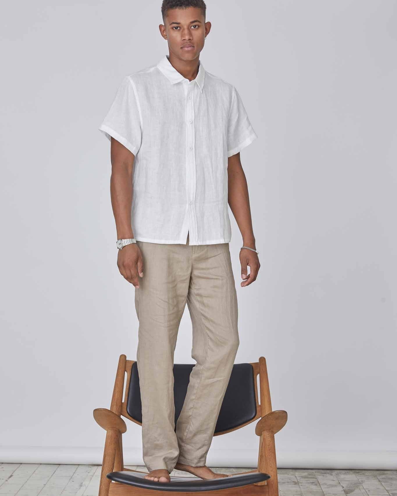 Regular 100% Hørbukser Mokka