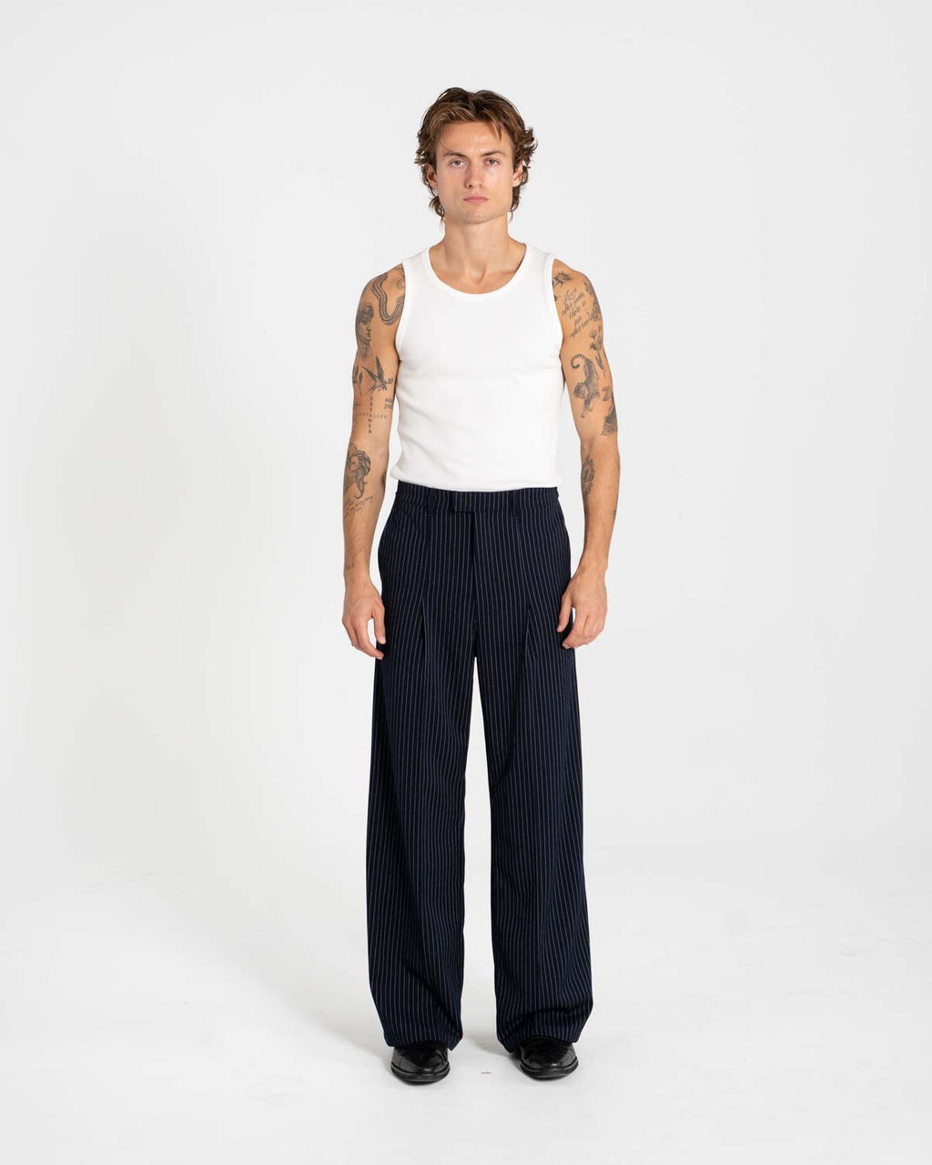 Baggy Suit Pants Pinstriped