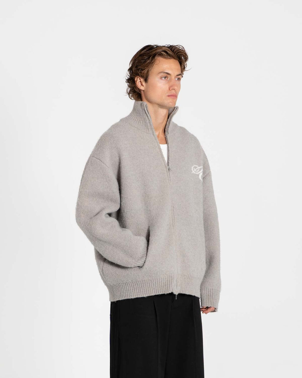Full-zip Sweater Light grey