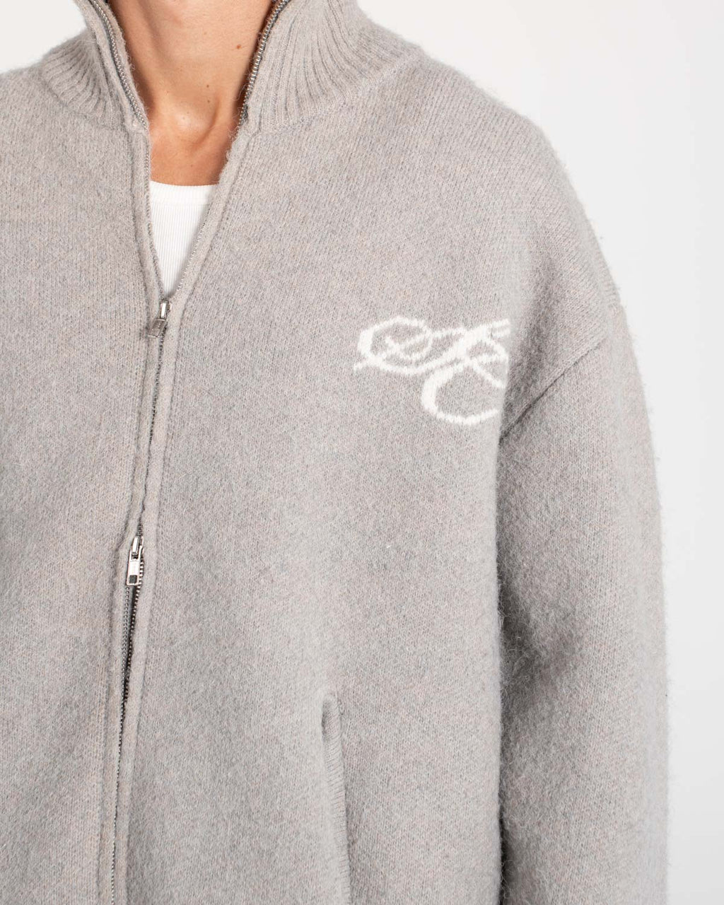Full-zip Sweater Light grey
