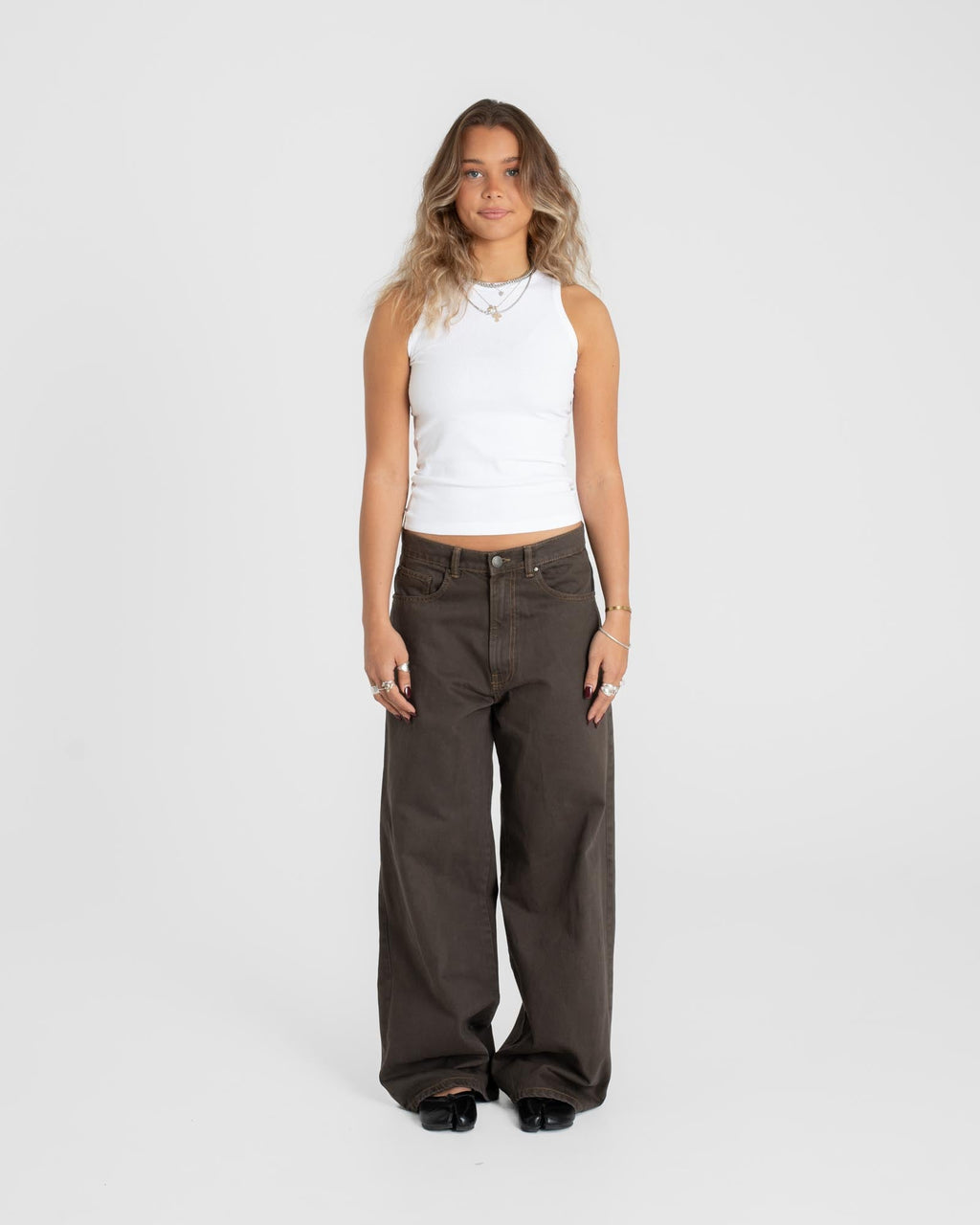 Extra Baggy Denim Jeans Brown