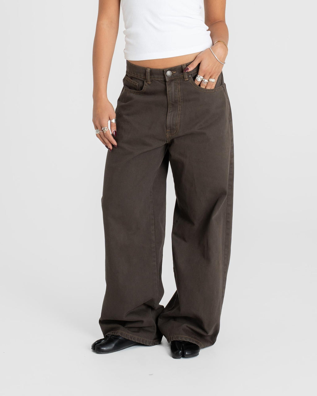 Extra Baggy Denim Jeans Brown