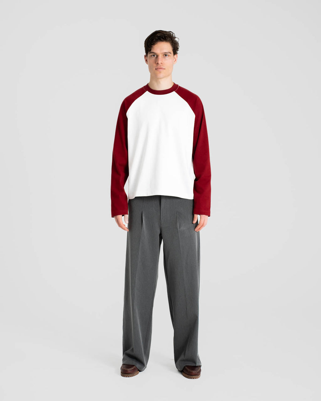 Raglan Longsleeve T-shirt White/Bordeaux