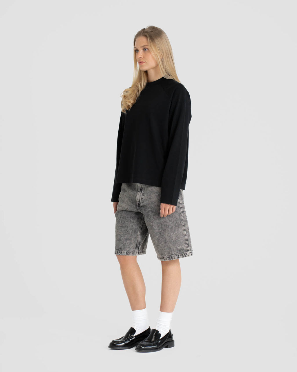 Raglan Longsleeve T-shirt Black dame