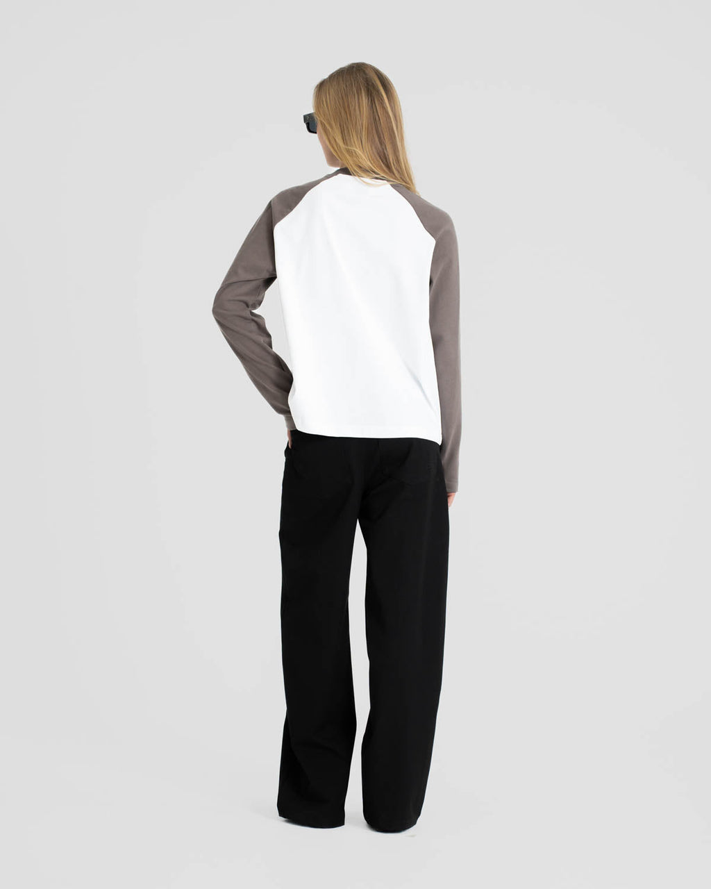 Raglan Longsleeve T-shirt White/Grey dame