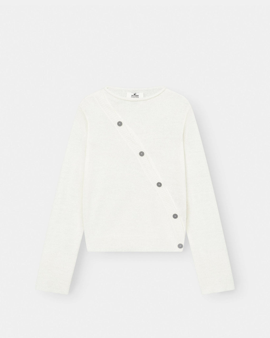 Asymmetrisk Cardigan Cremehvid
