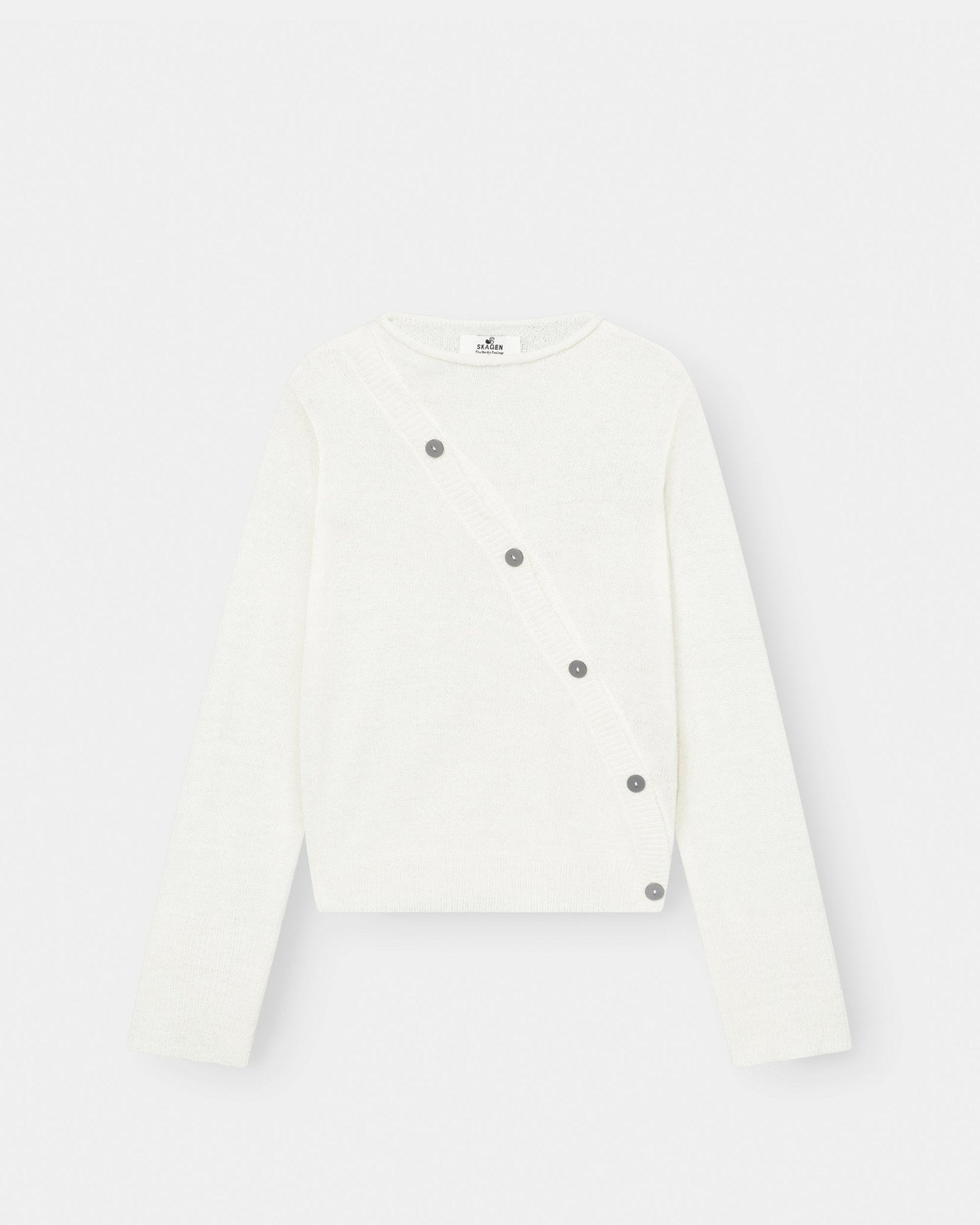 Asymmetrisk Cardigan Cremehvid