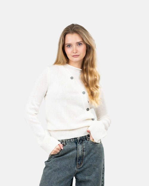 Asymmetrisk Cardigan Cremehvid