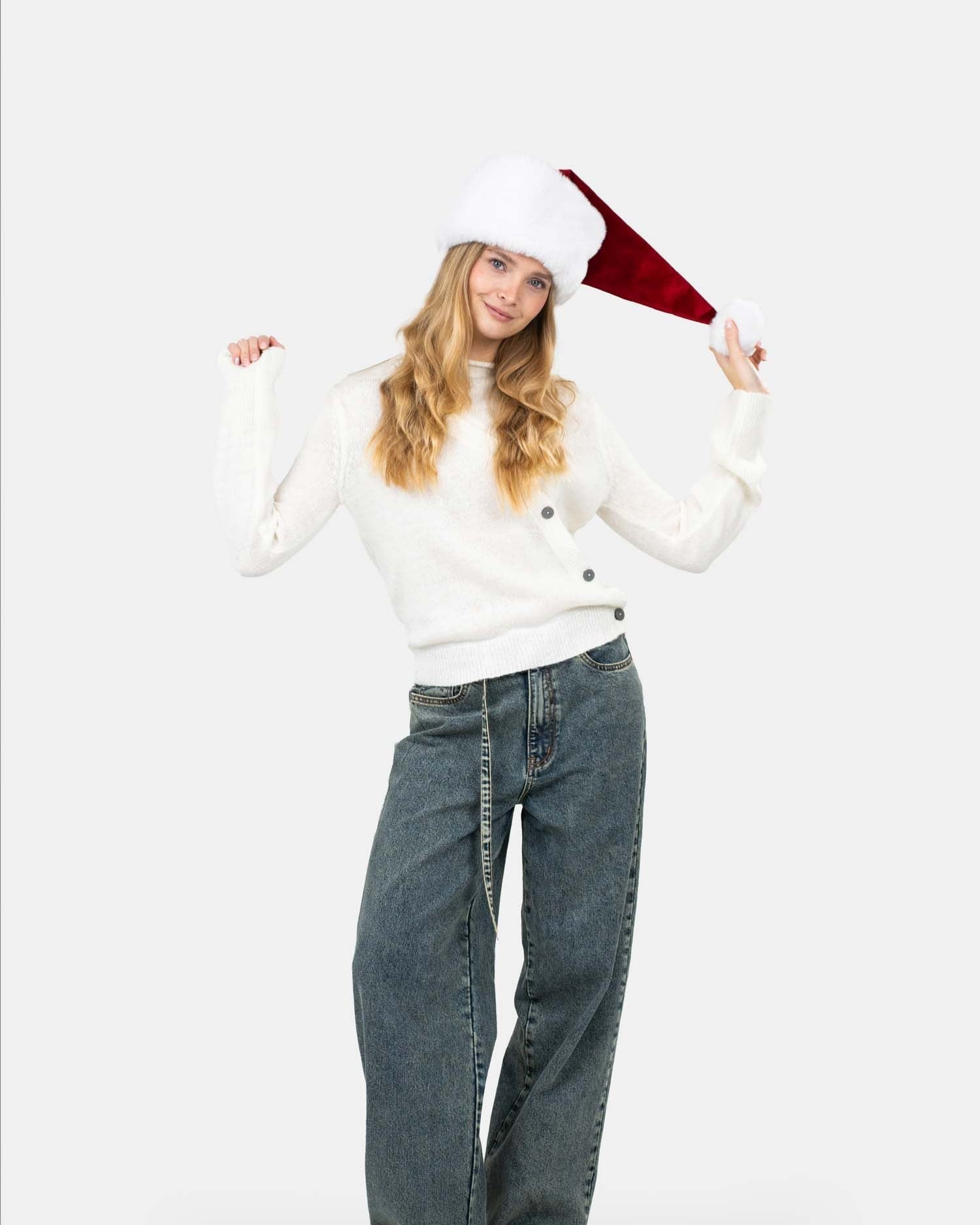 Asymmetrisk Cardigan Cremehvid