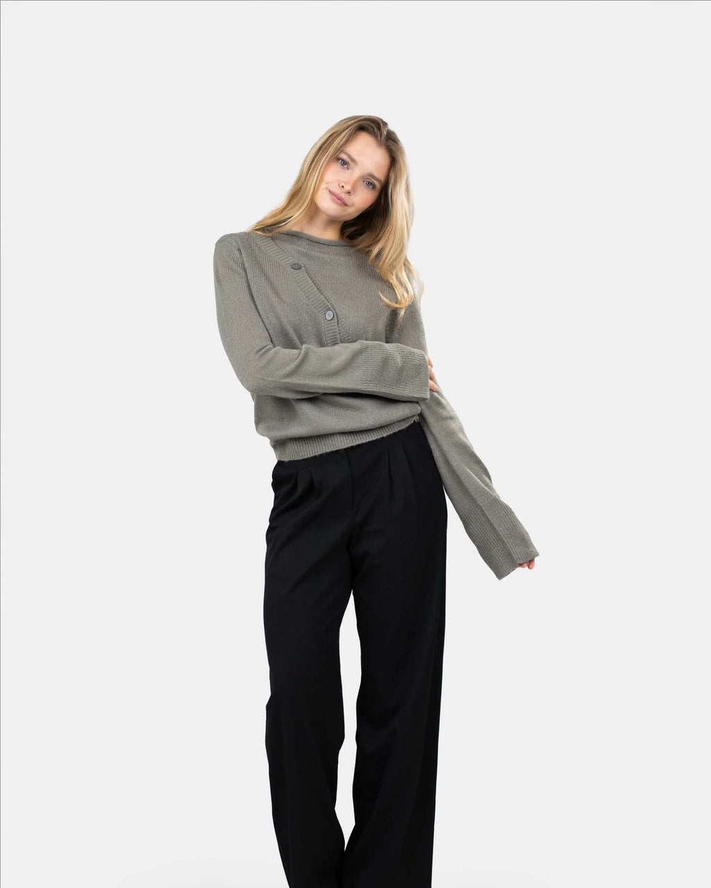 Asymmetrisk Cardigan Grå
