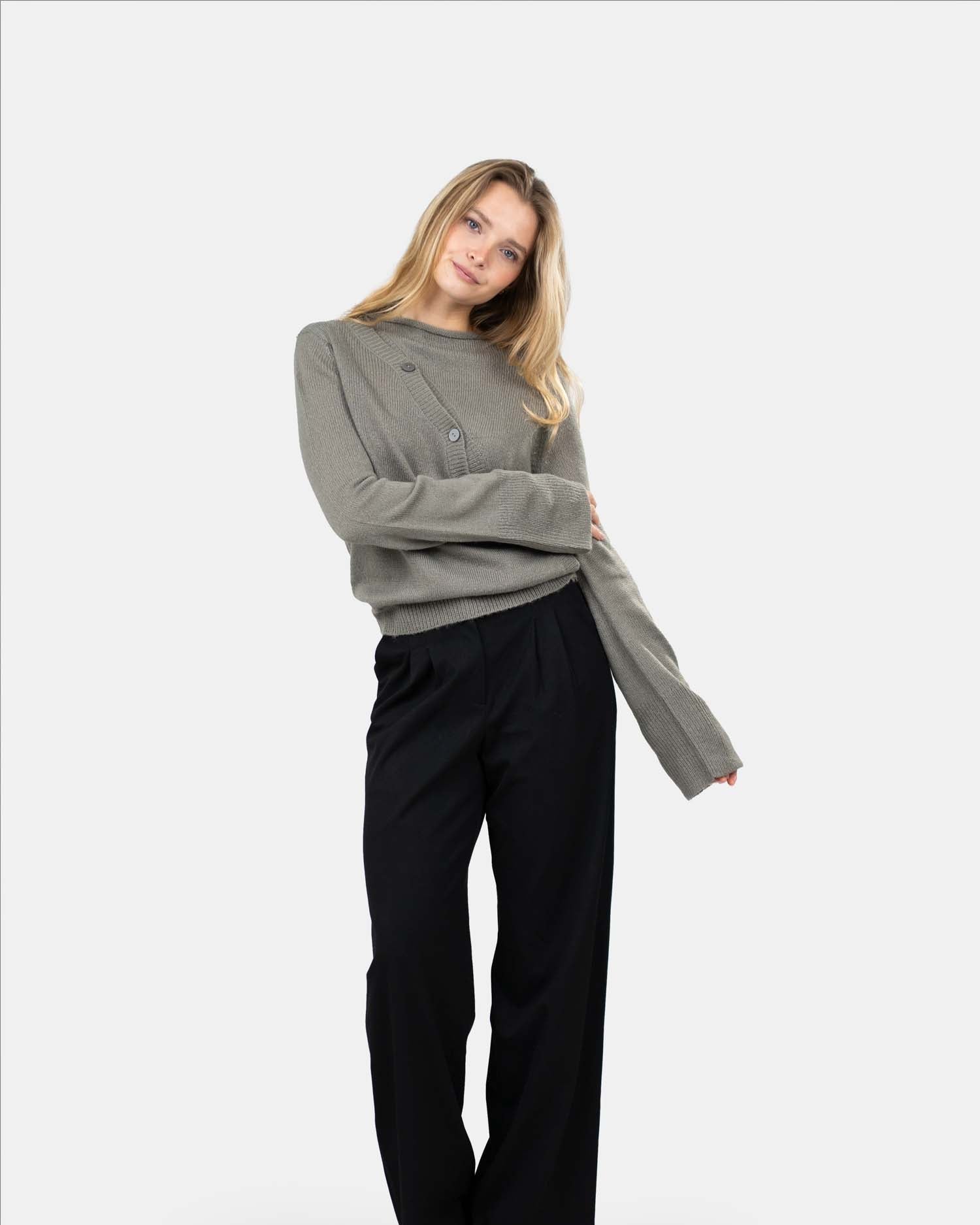 Asymmetrisk Cardigan Grå