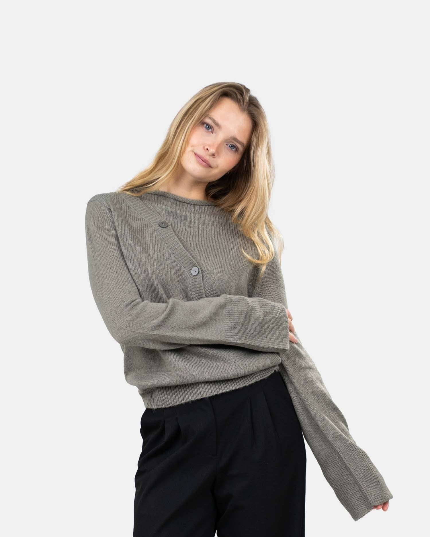 Asymmetrisk Cardigan Grå