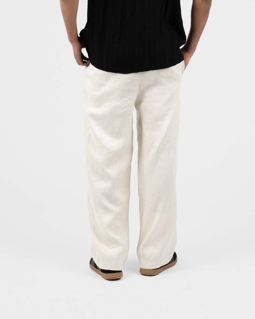 Baggy 100% hørbukser Beige