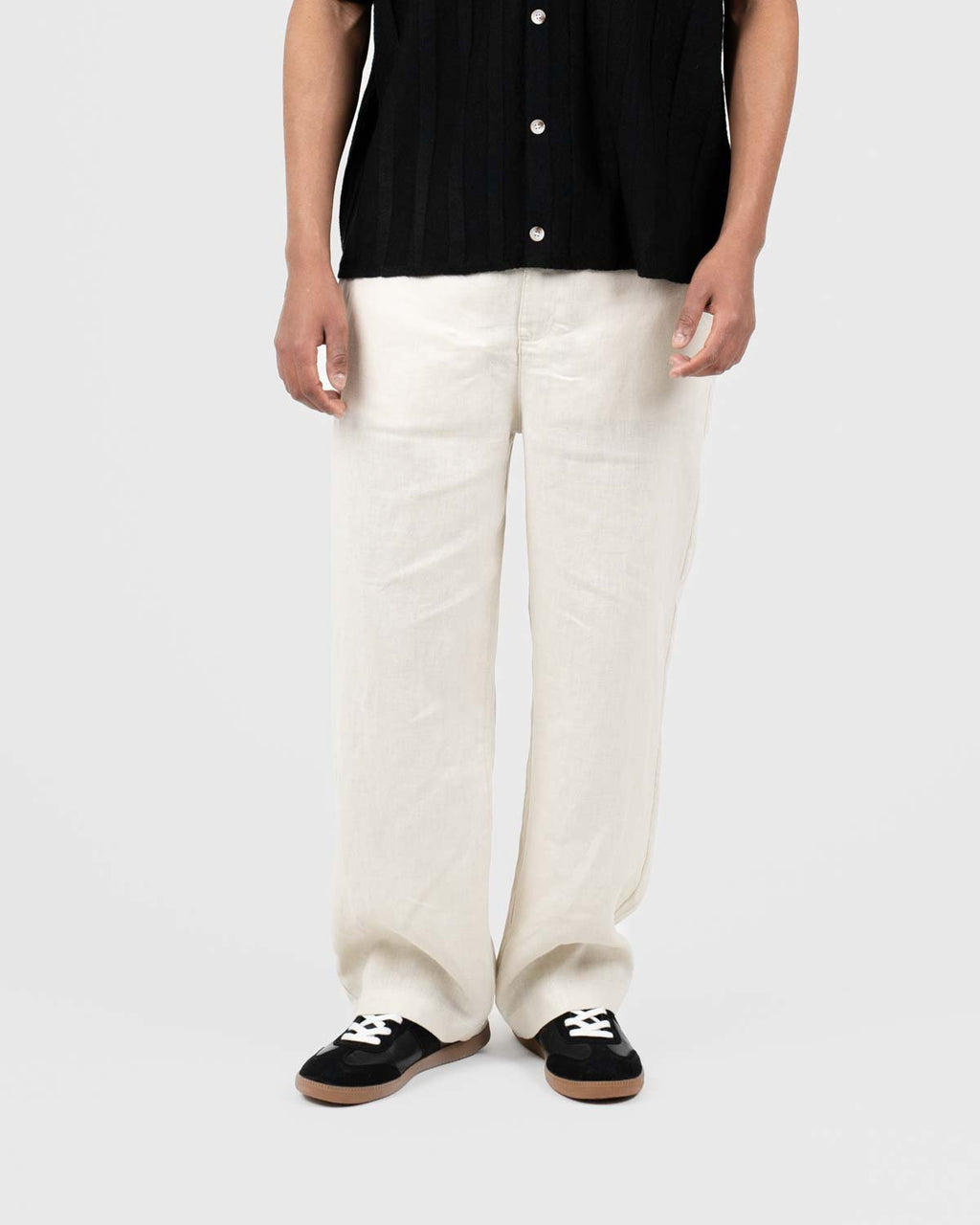 Baggy 100% hørbukser Beige