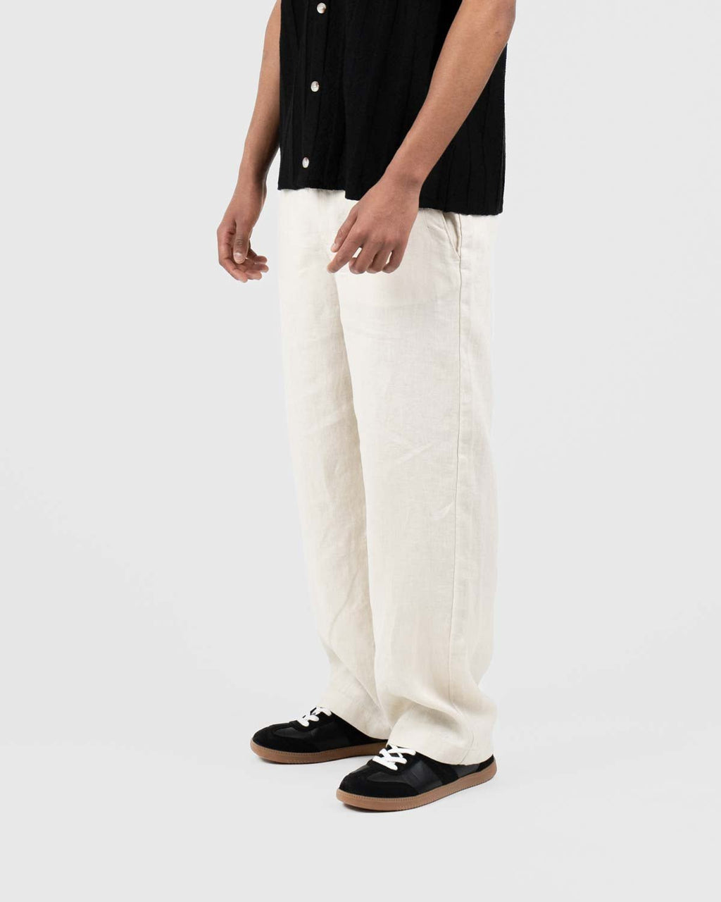 Baggy 100% hørbukser Beige