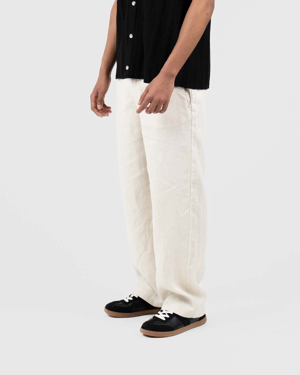 Baggy 100% hørbukser Beige