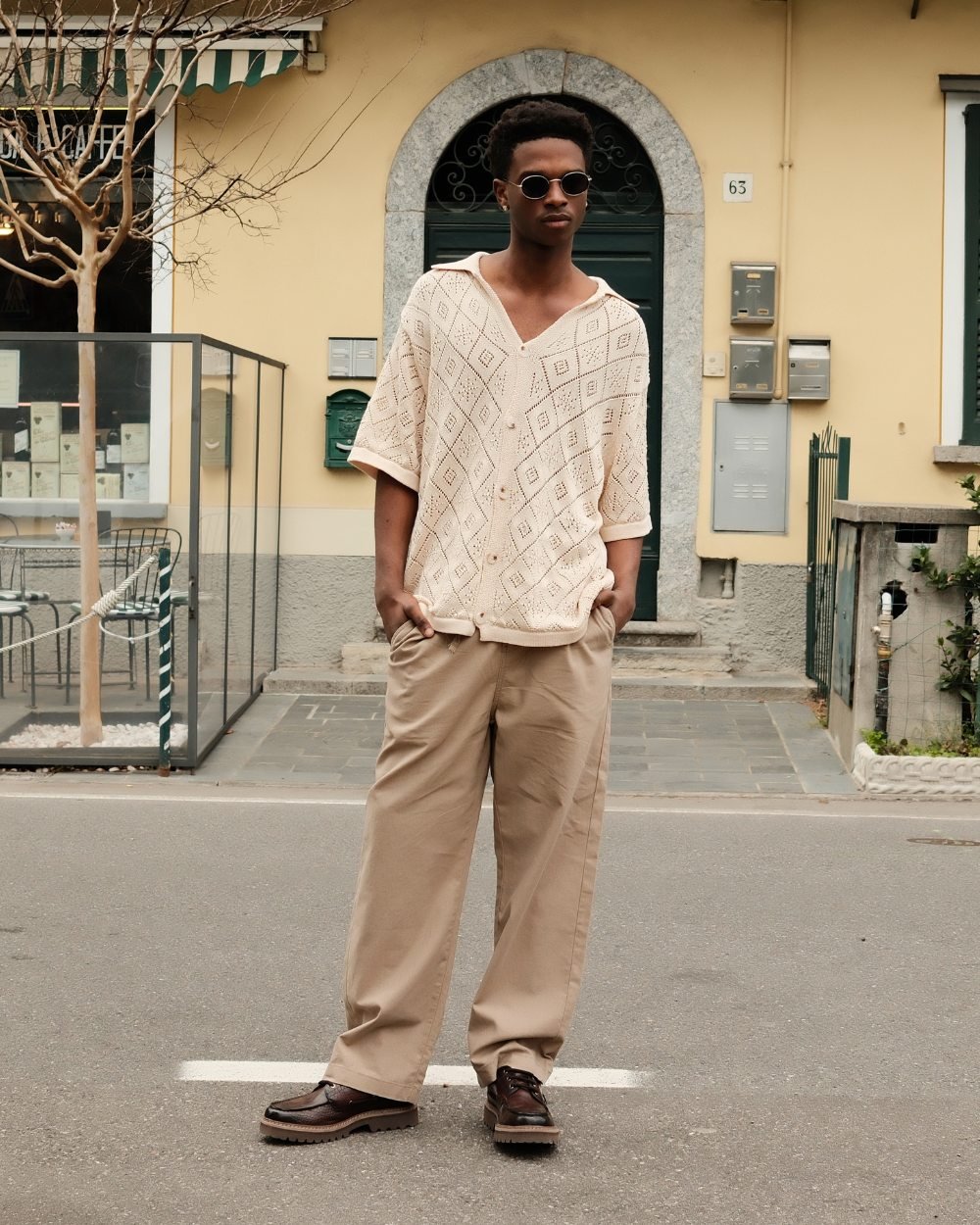 Baggy 100% hørbukser Mokka
