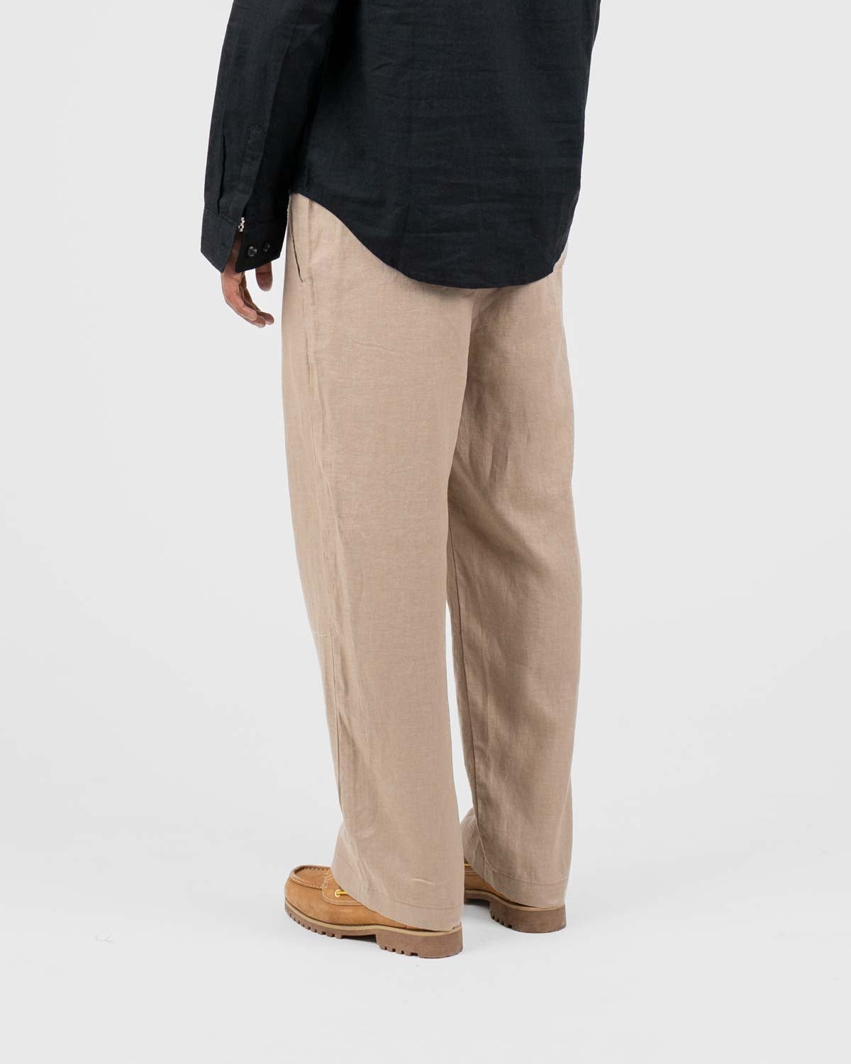 Baggy 100% hørbukser Mokka