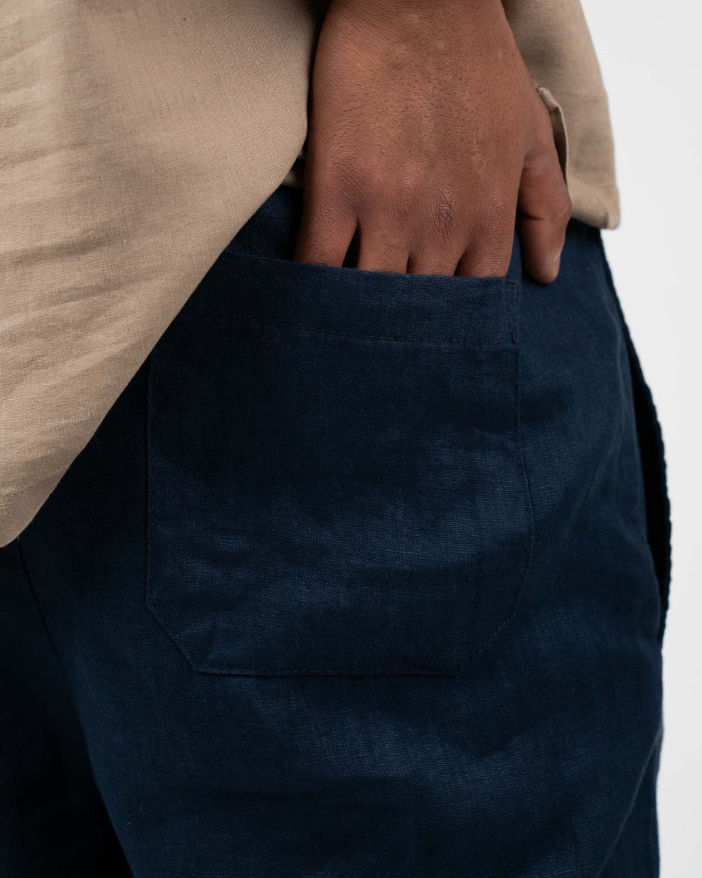 Baggy 100% hørbukser Navy