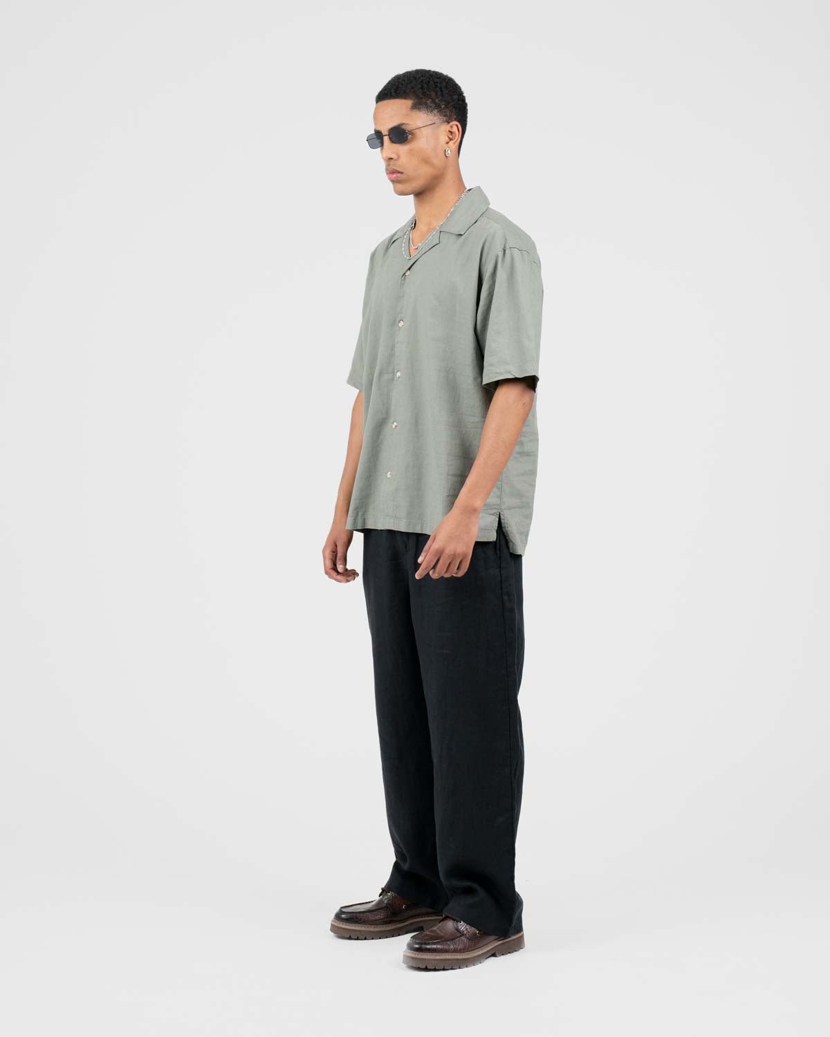 Baggy 100% hørbukser Sort