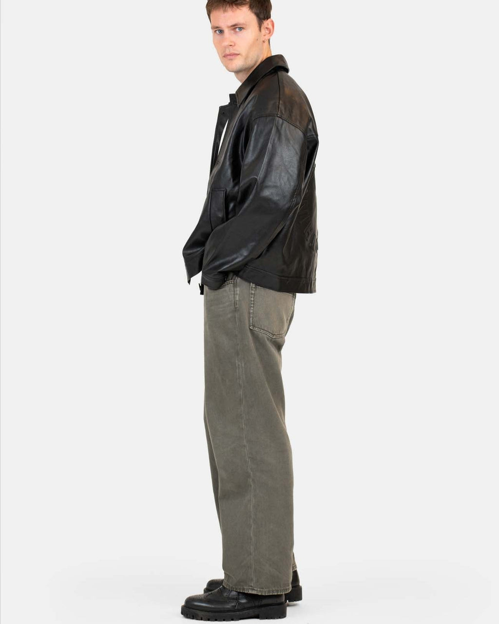 Baggy Denim Jeans Khaki Green