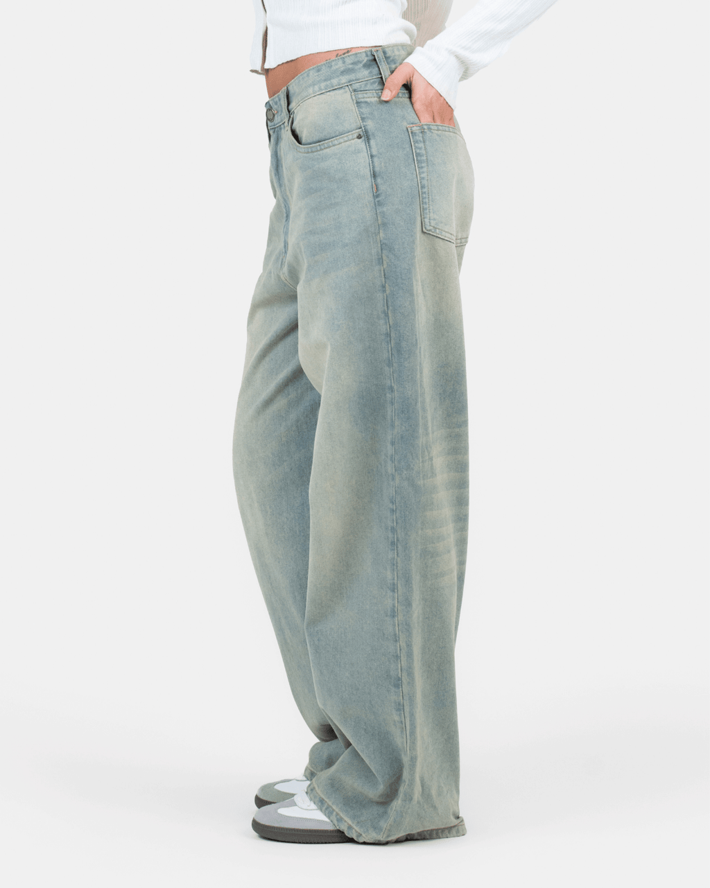 Extra Baggy Denim Jeans Light Blue Vintage Wash
