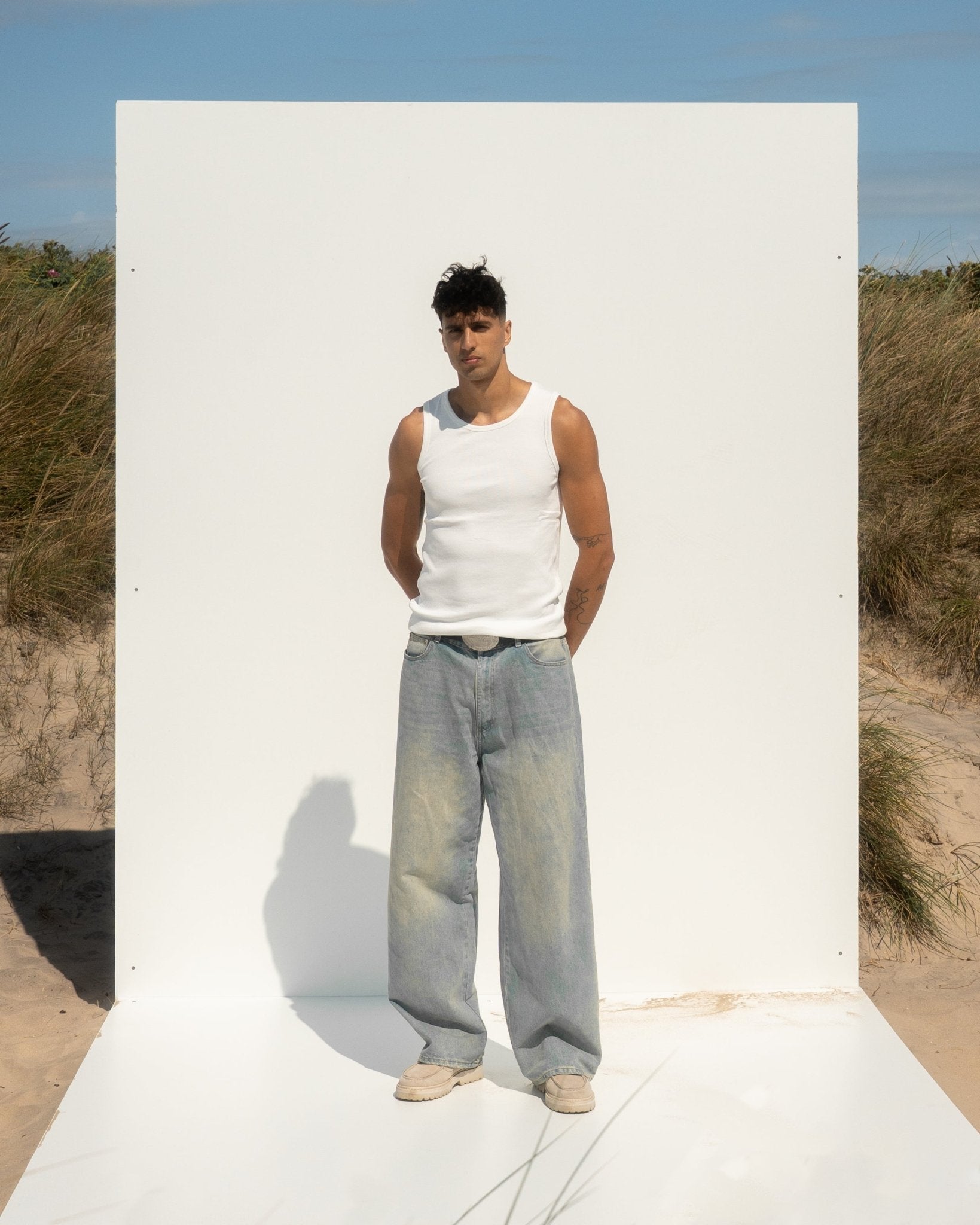 Baggy Denim Jeans Light Blue Vintage Wash