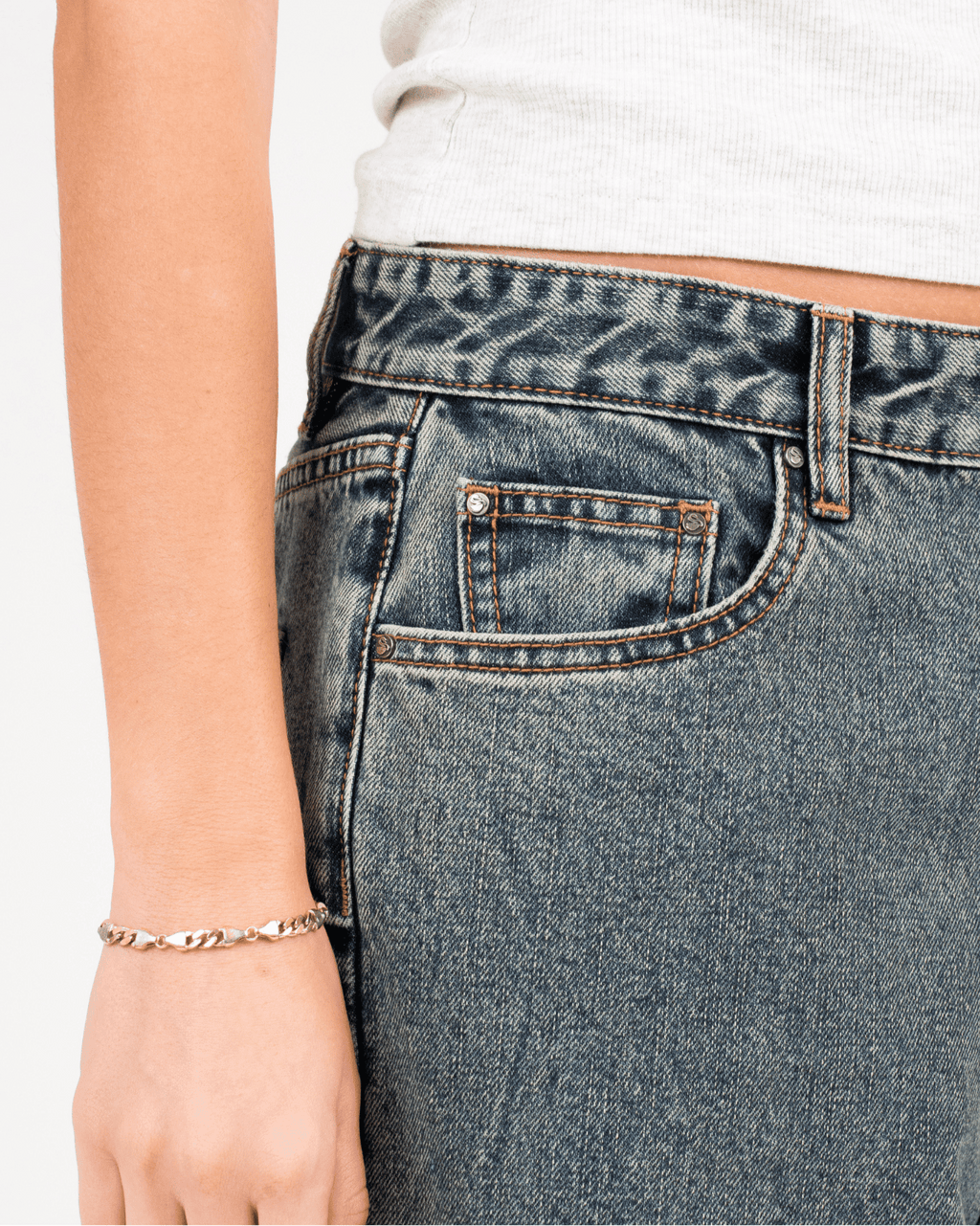 Extra Baggy Denim Jeans Mid Blue Vintage Wash