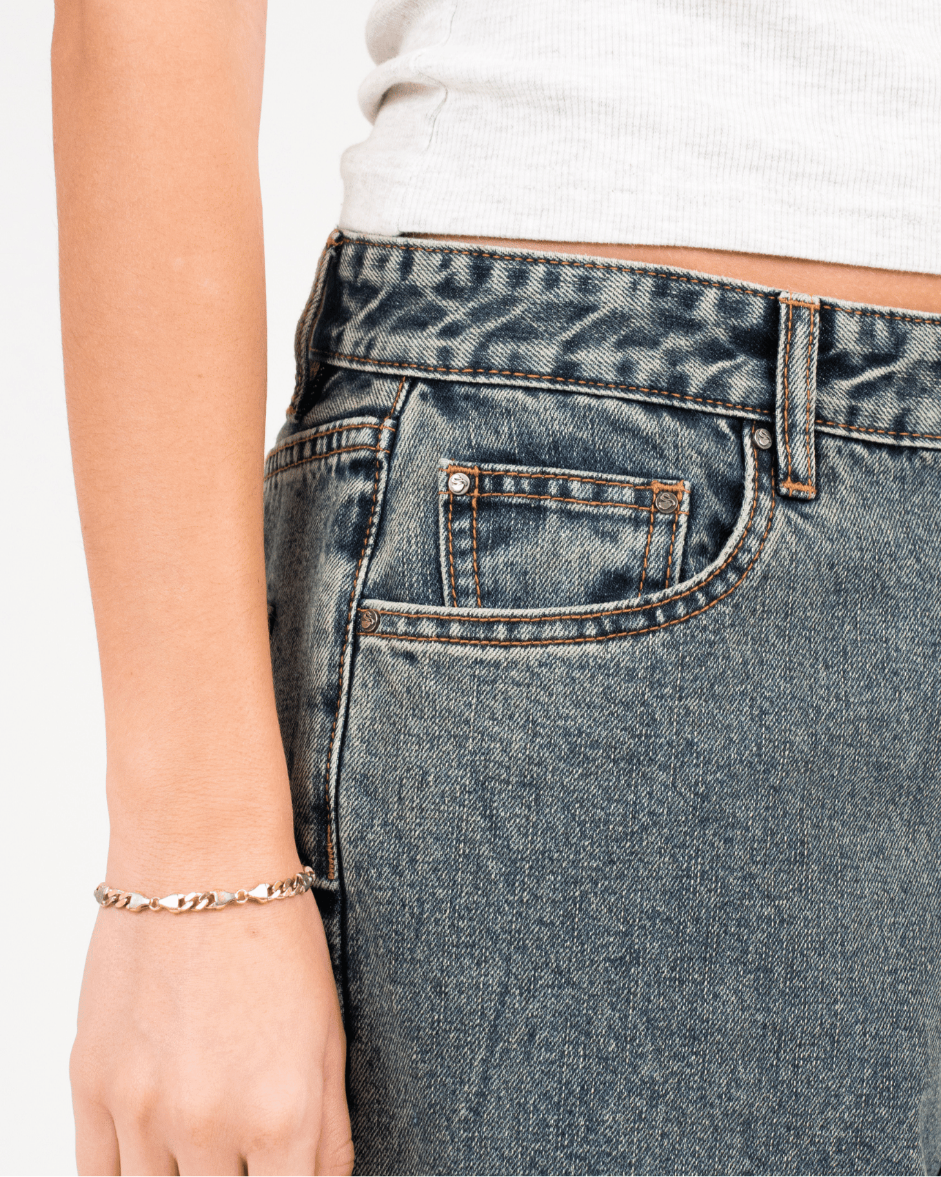 Extra Baggy Denim Jeans Mid Blue Vintage Wash