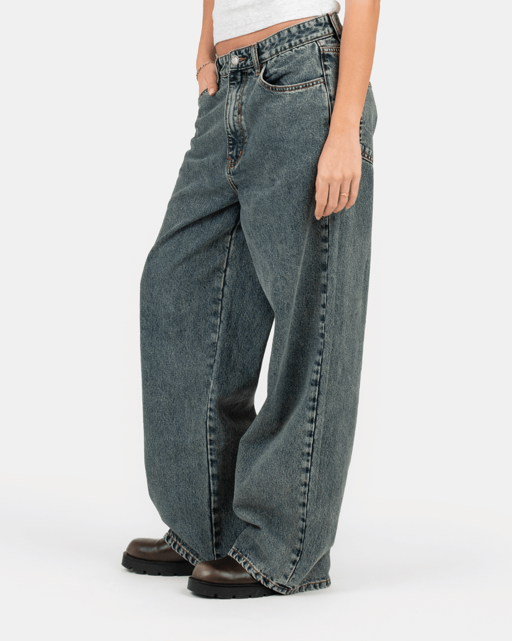 Extra Baggy Denim Jeans Mid Blue Vintage Wash
