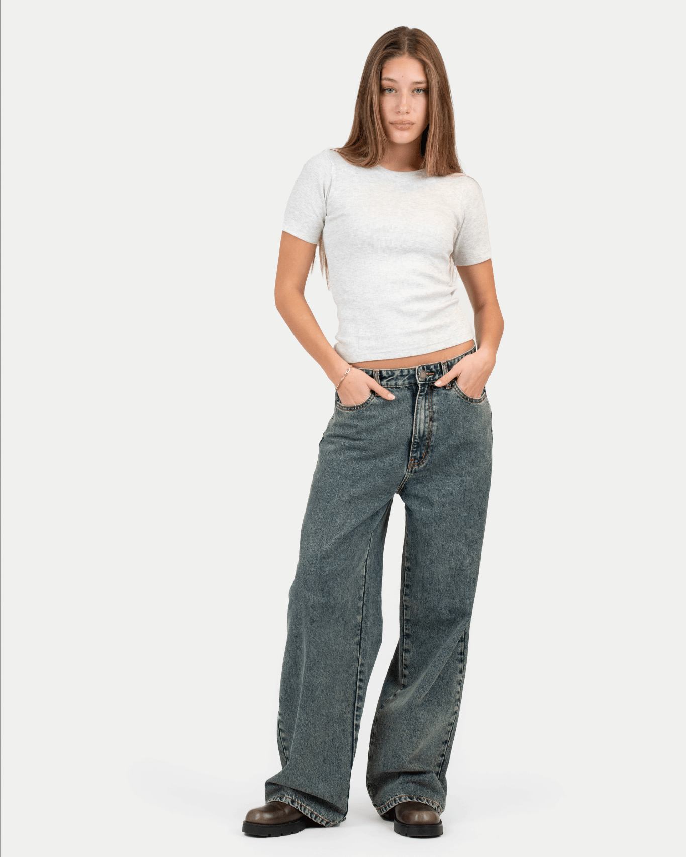 Extra Baggy Denim Jeans Mid Blue Vintage Wash