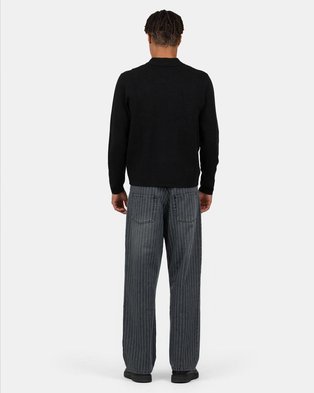 Baggy Denim Jeans Washed Pinstripe