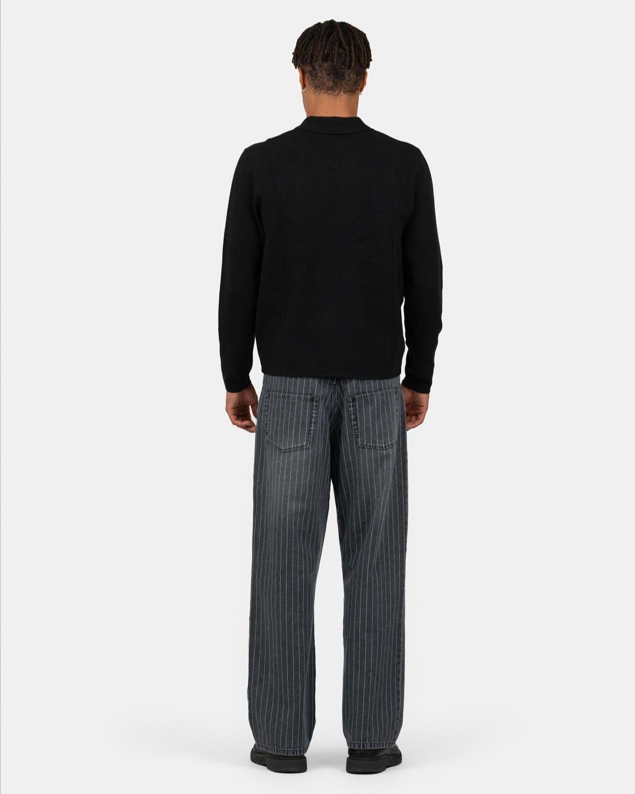 Baggy Denim Jeans Washed Pinstripe