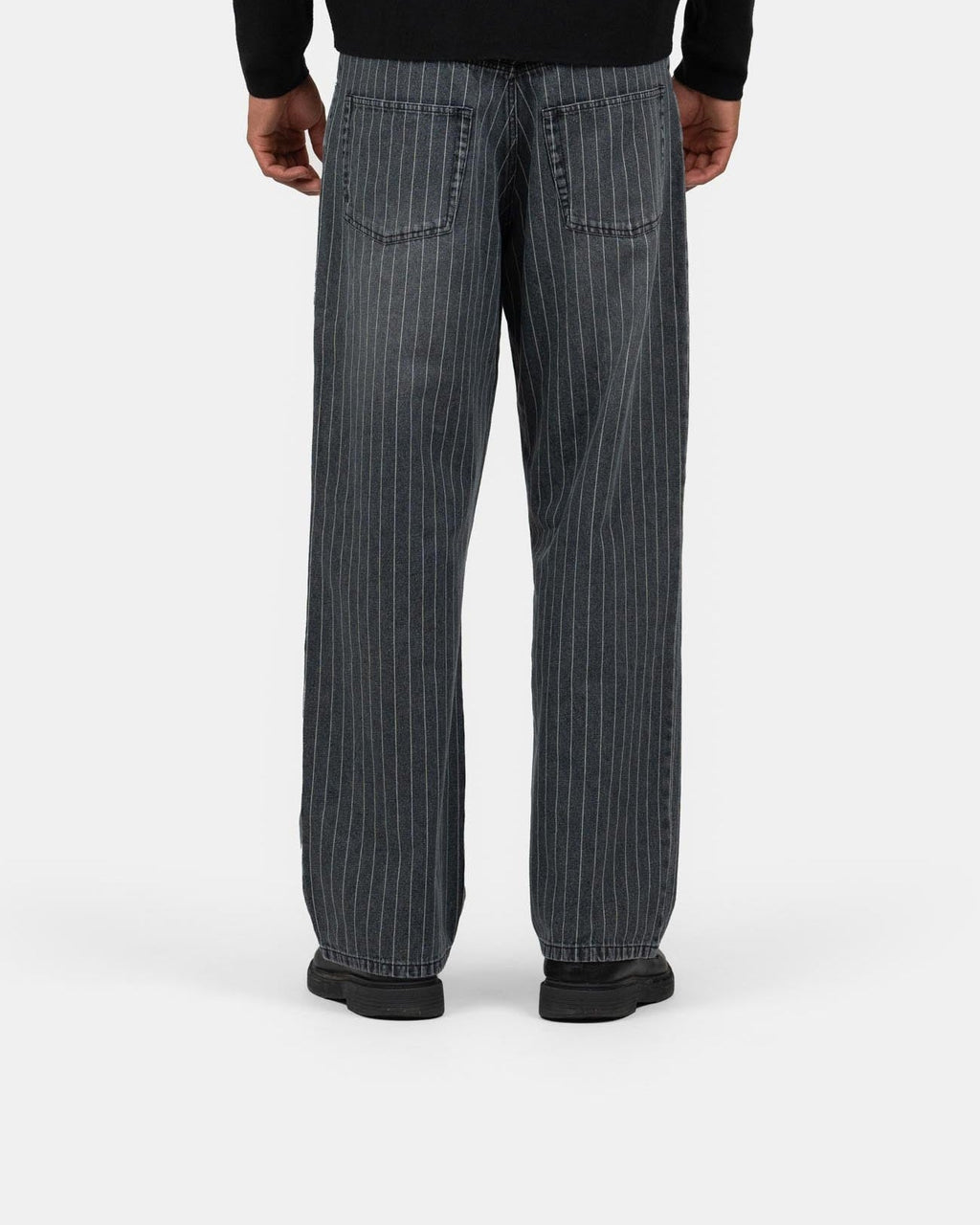 Baggy Denim Jeans Washed Pinstripe