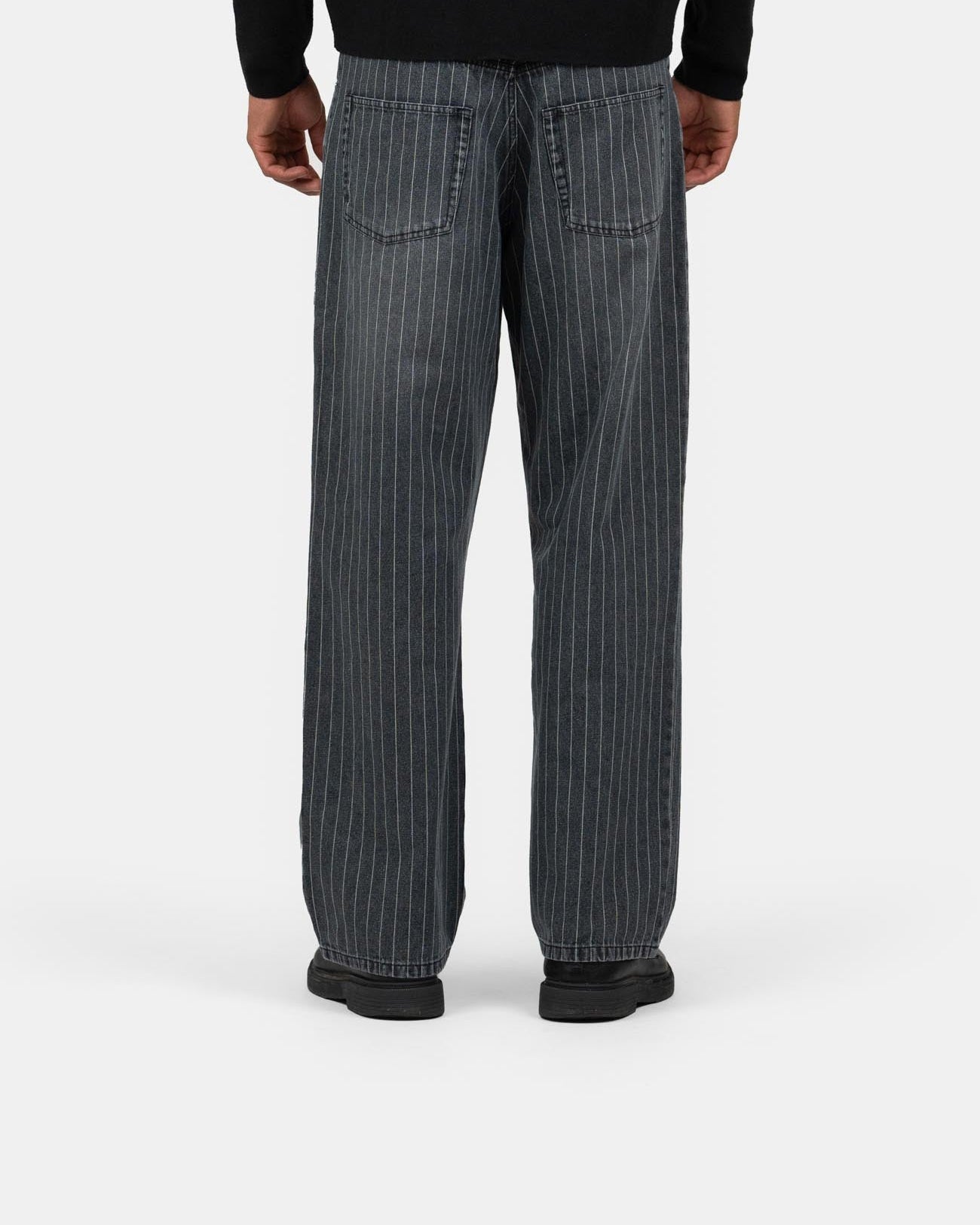 Baggy Denim Jeans Washed Pinstripe