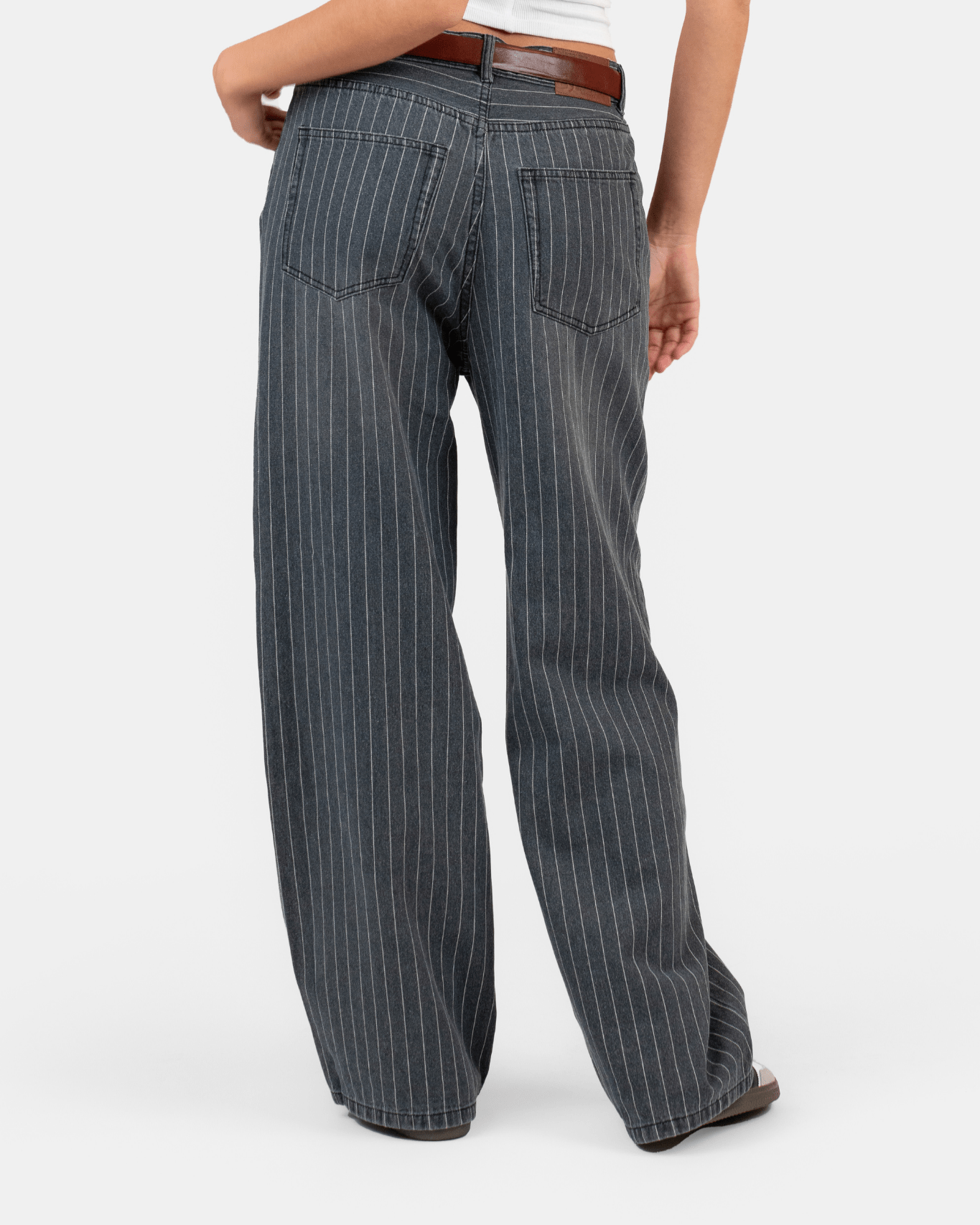 Extra Baggy Denim Jeans Washed Pinstripe