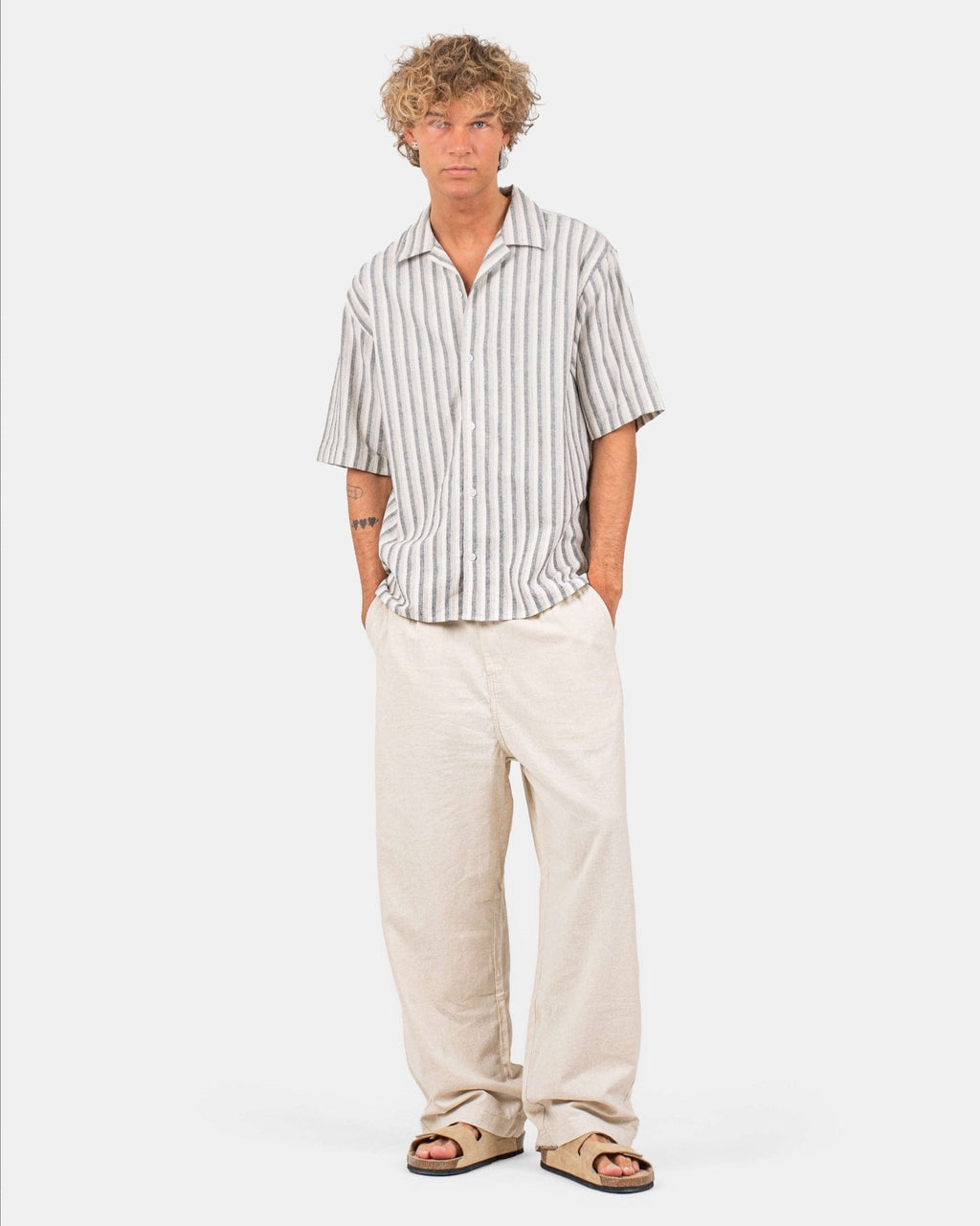 Baggy Hørbukser Beige