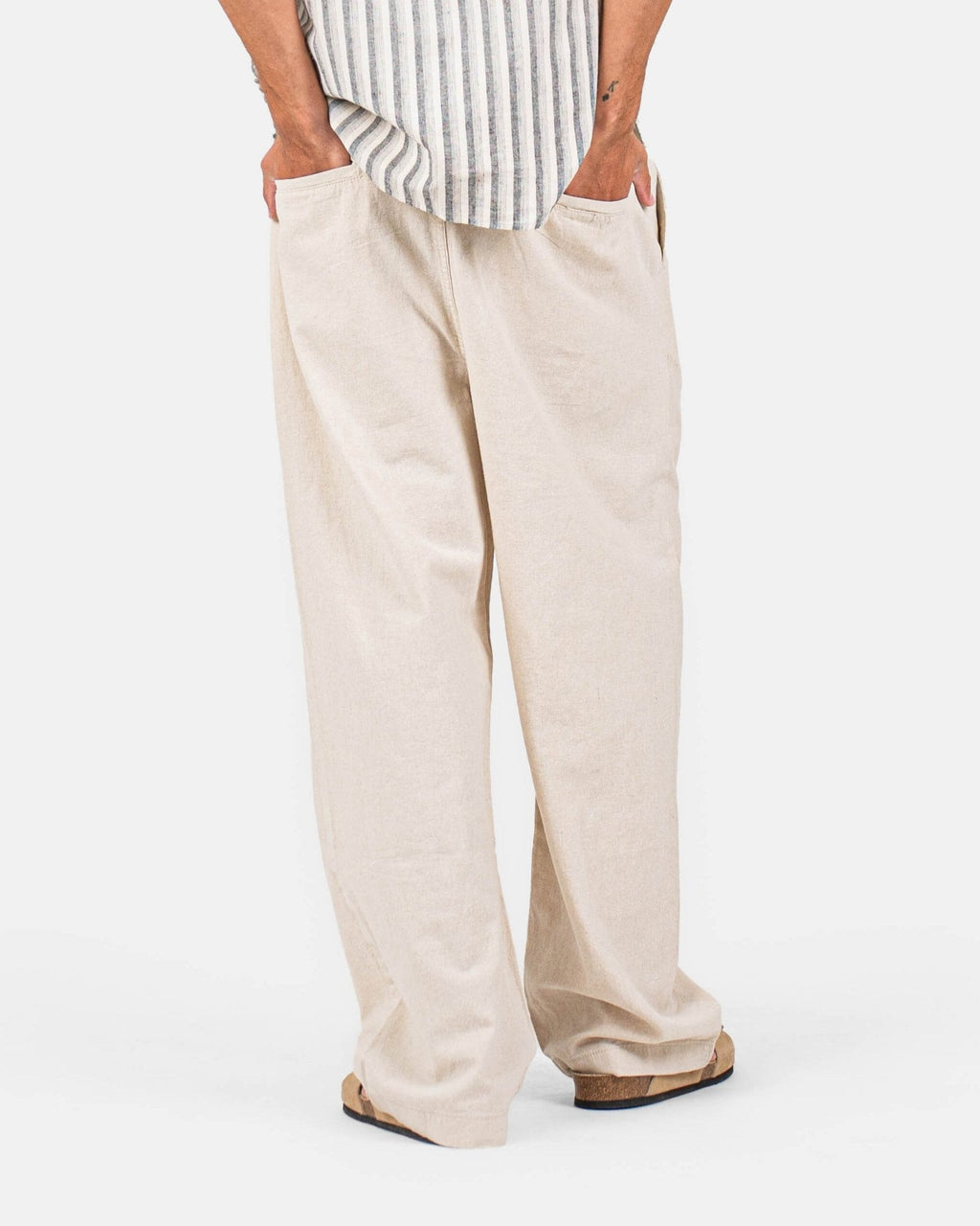 Baggy Hørbukser Beige