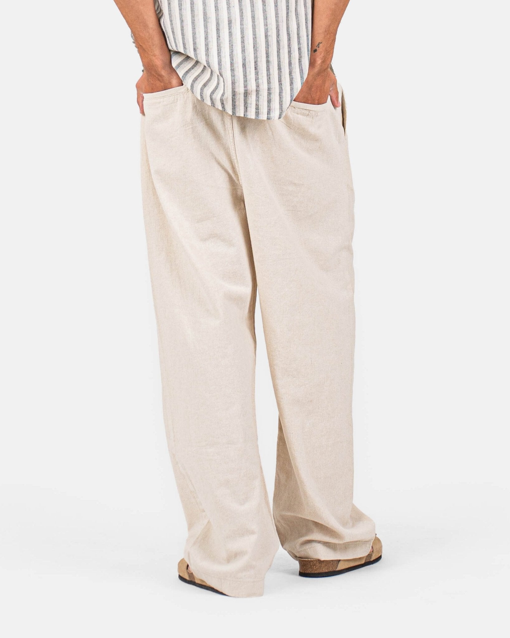Baggy Hørbukser Beige
