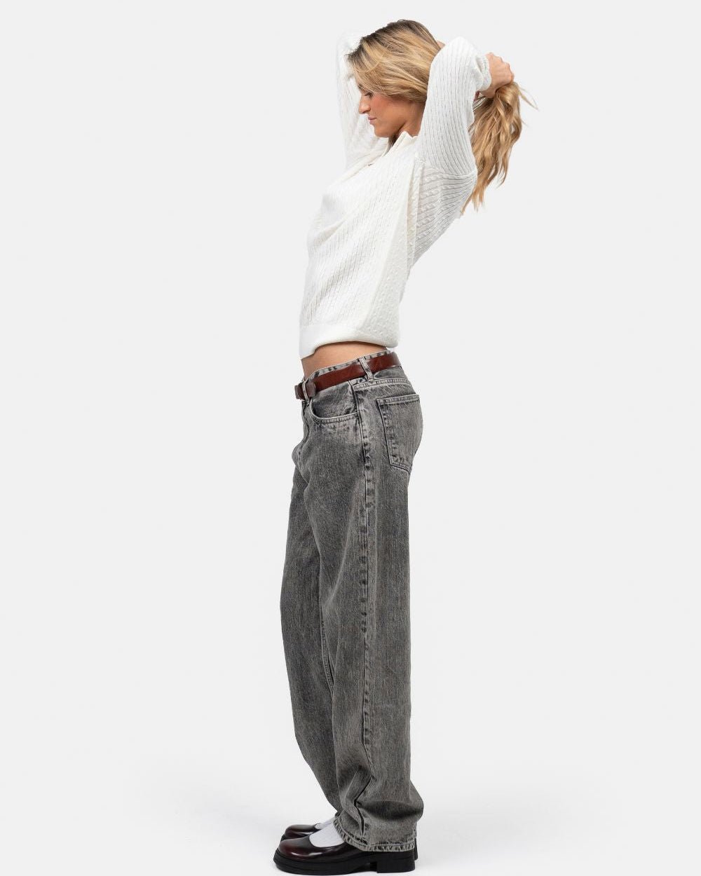 Regular Denim Jeans Washed Grey