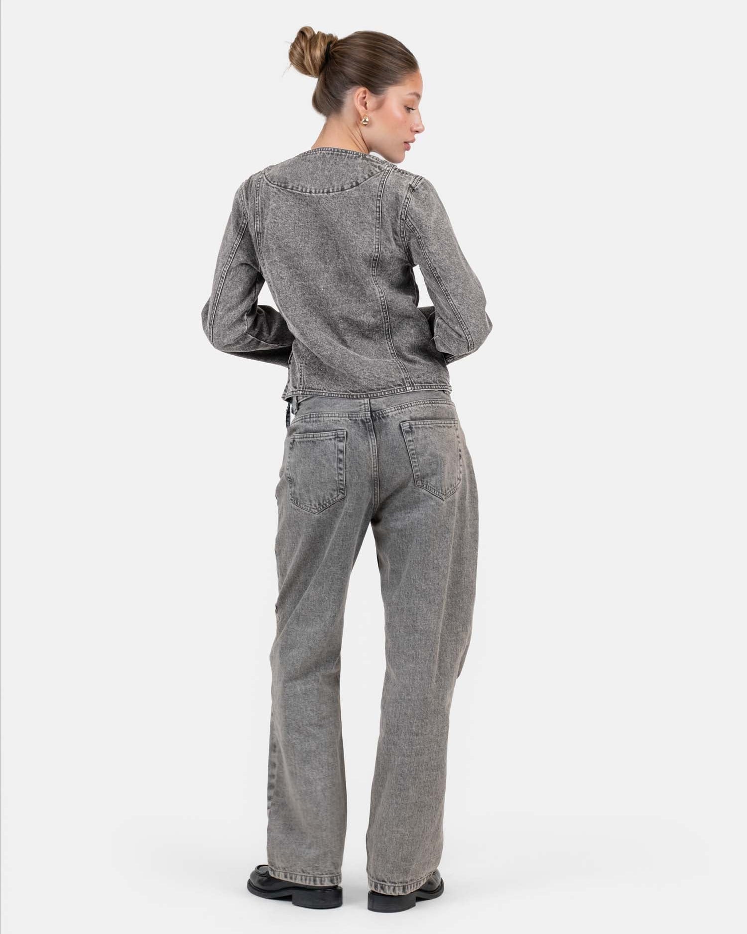 Denim Tie Shirt Washed Grey