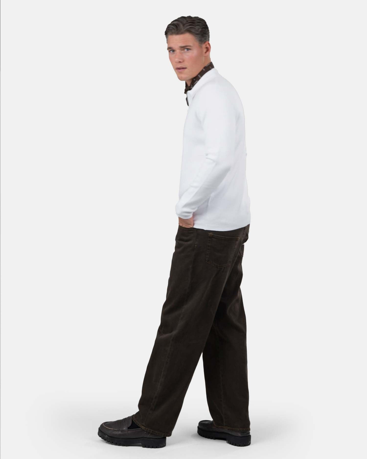 Half zip polo Hvid