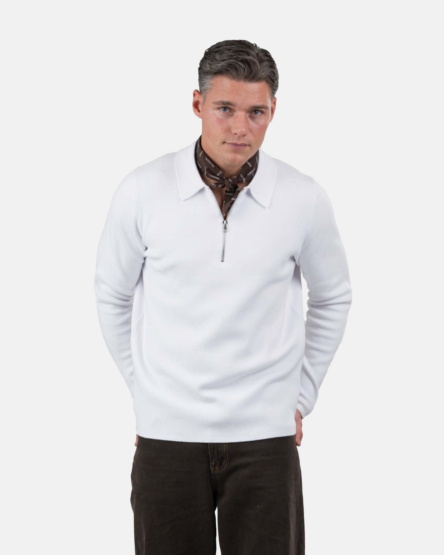 Half zip polo Hvid