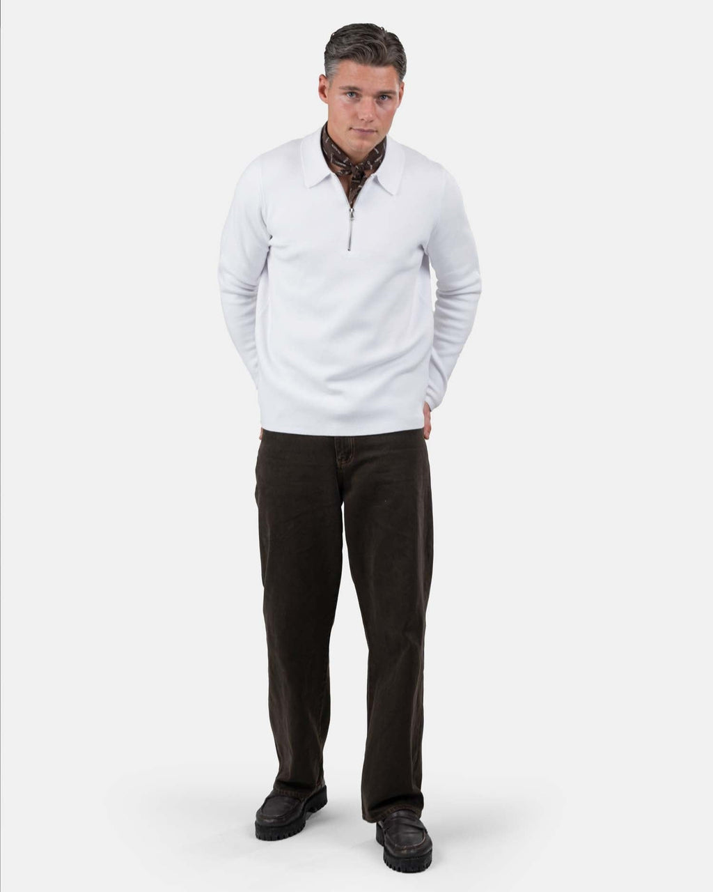 Half zip polo Hvid