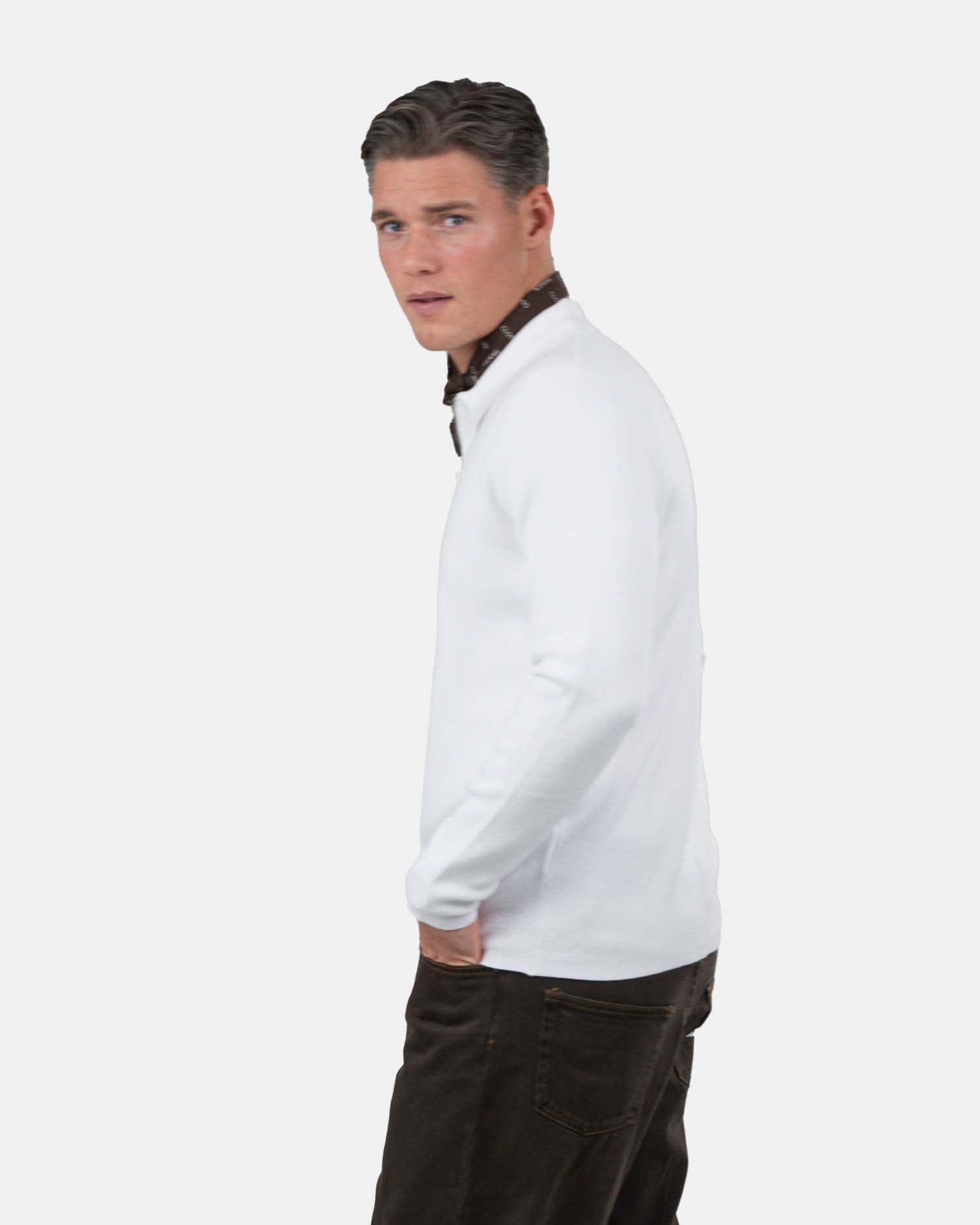 Half zip polo Hvid