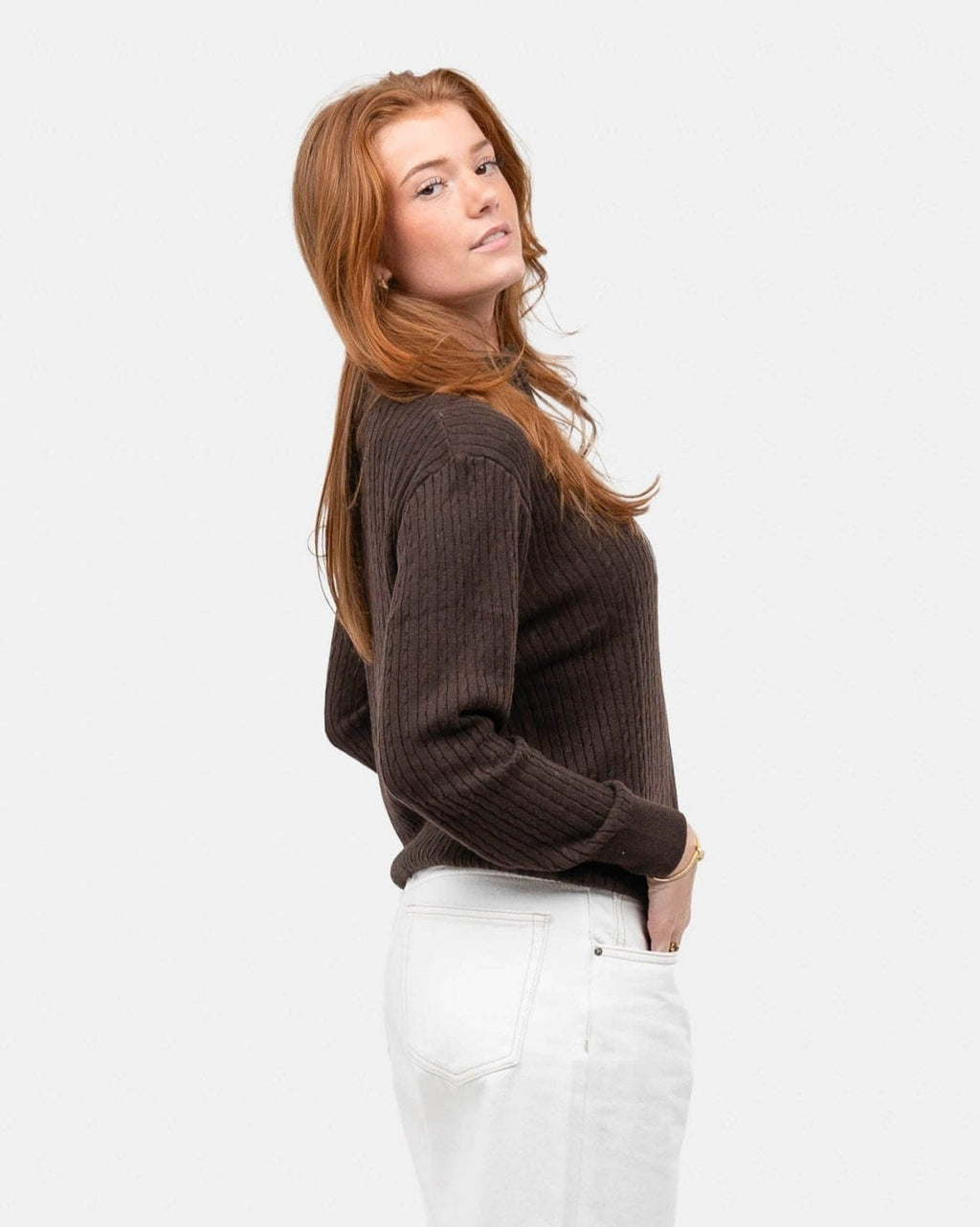 Half Zip Strik Brun