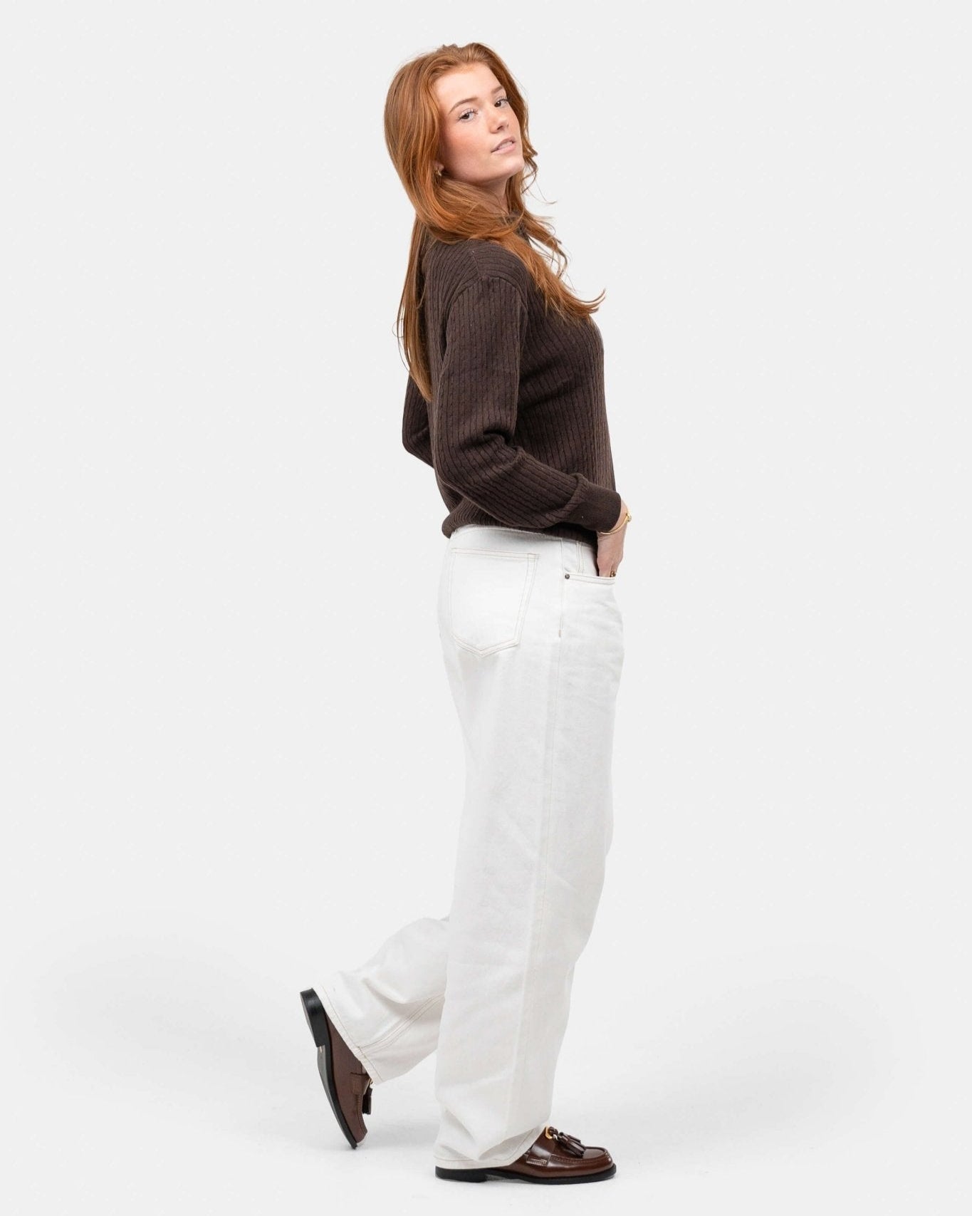 Half Zip Strik Brun