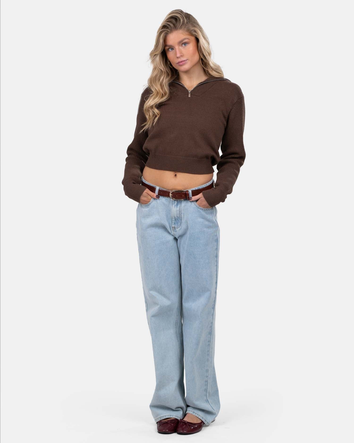 Half Zip Sweater Brun