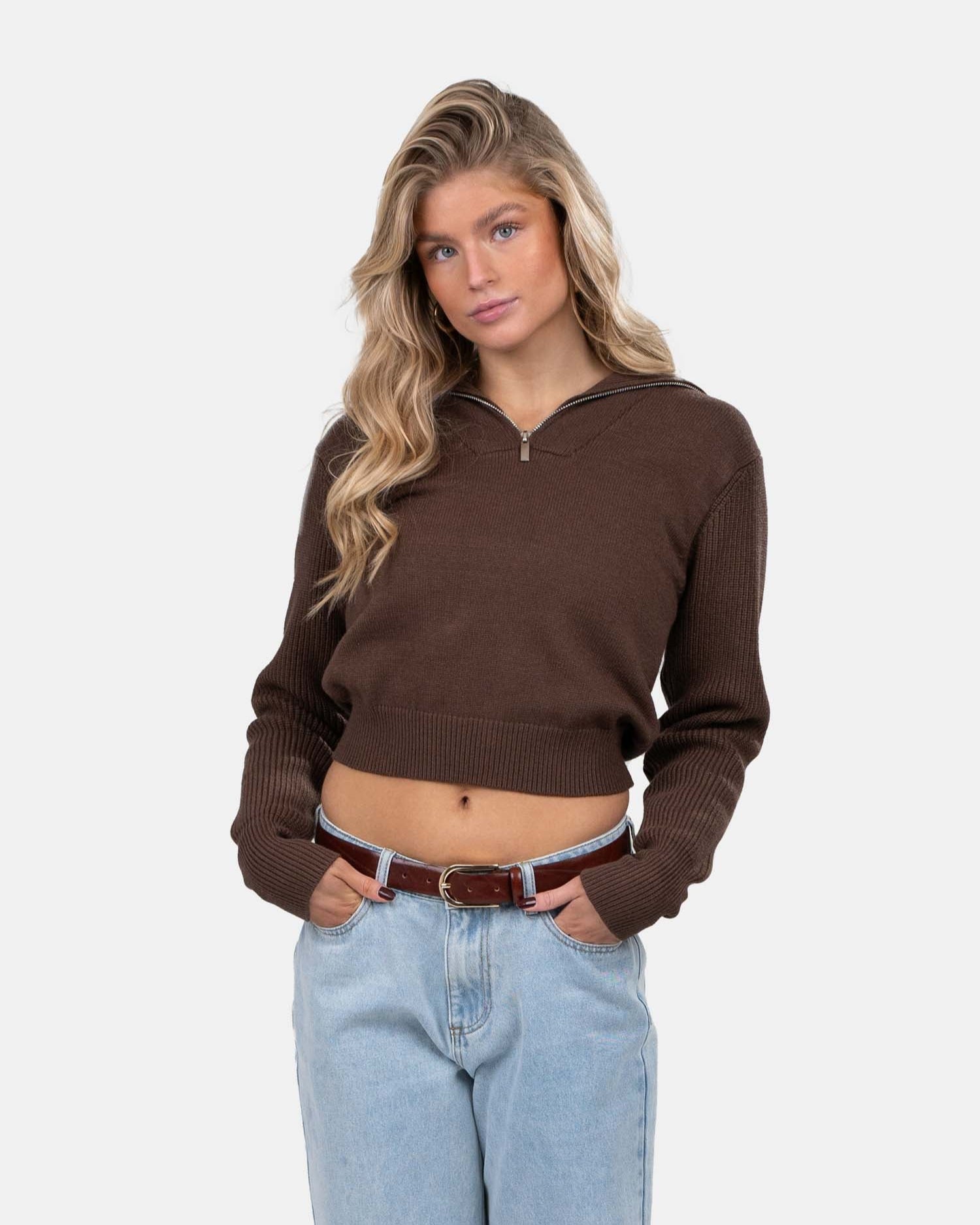 Half Zip Sweater Brun