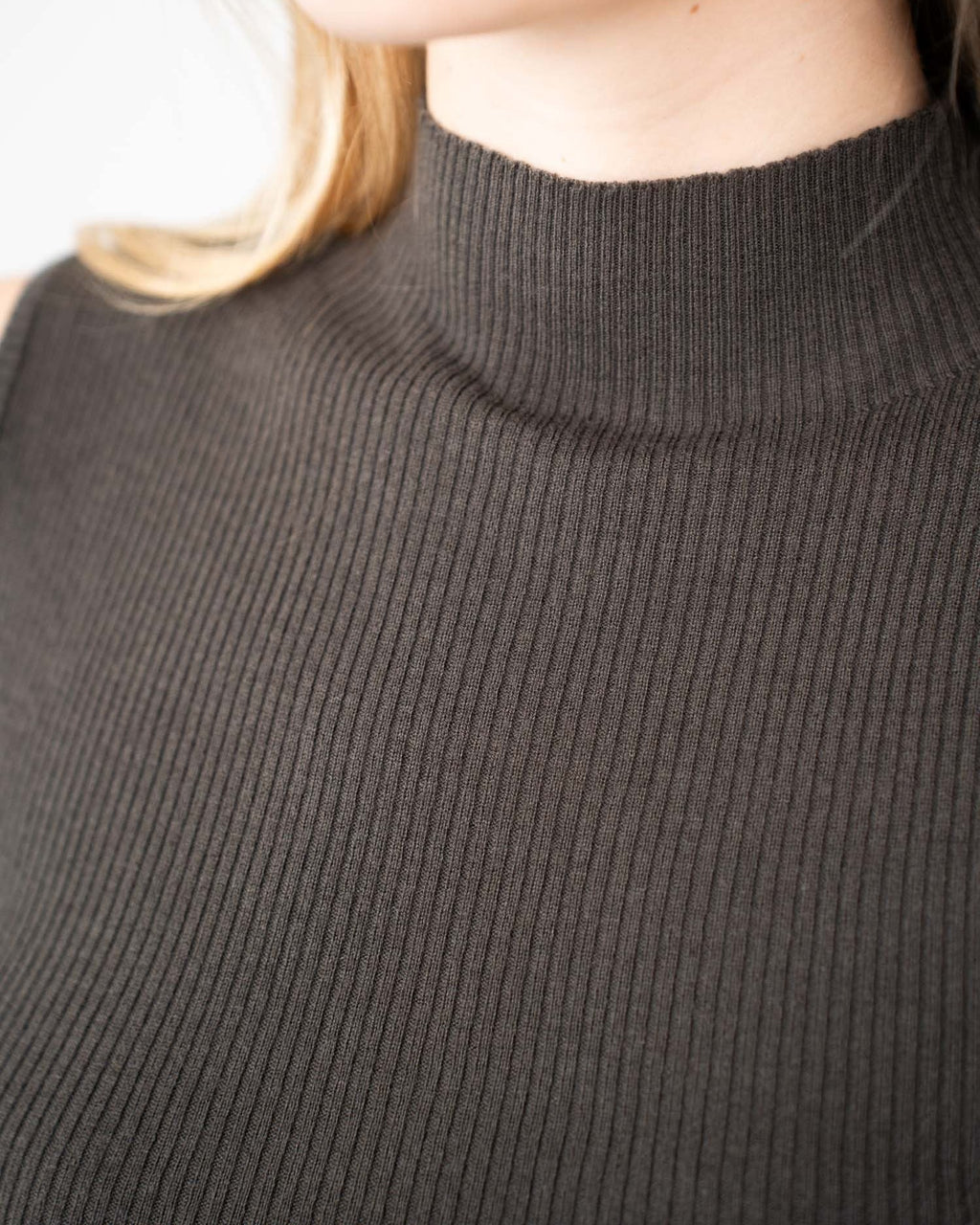 Highneck knitted Top Grå